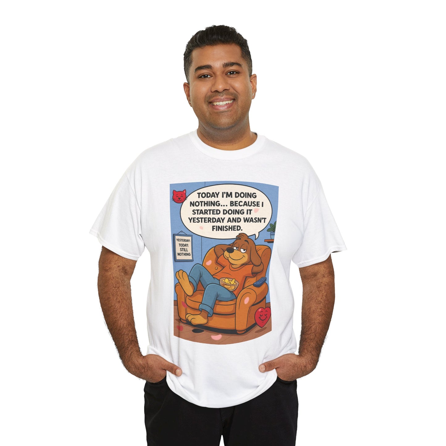 Chill Vibes Graphic Tee - Unisex Heavy Cotton Shirt for Lazy Days and Pet Lovers