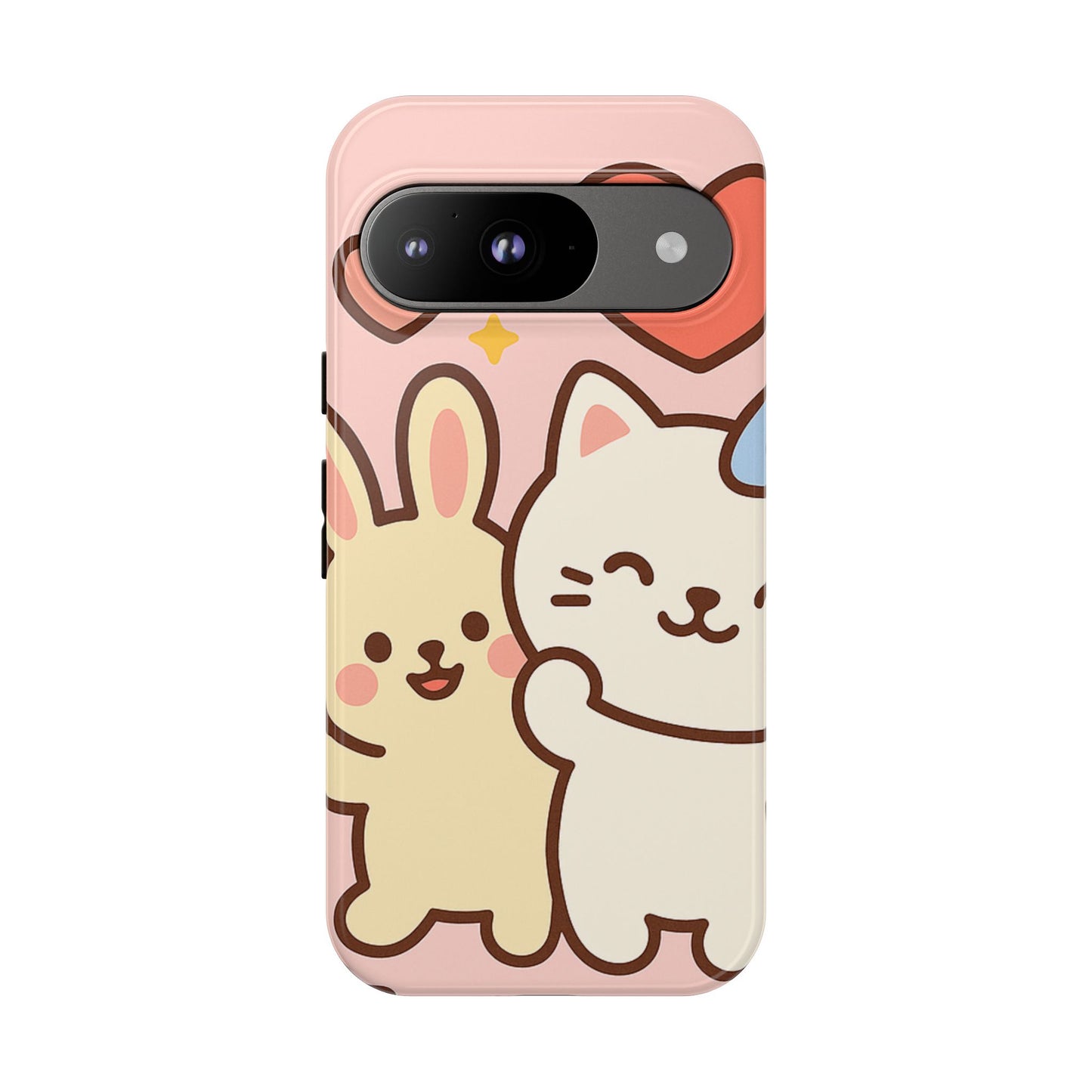Cute Animal Phone Case -Tough Cases with Bunny and Cat Design, Kawaii Gift for Kids, Birthday, Everyday Use, Phone Accessories, teenage girl