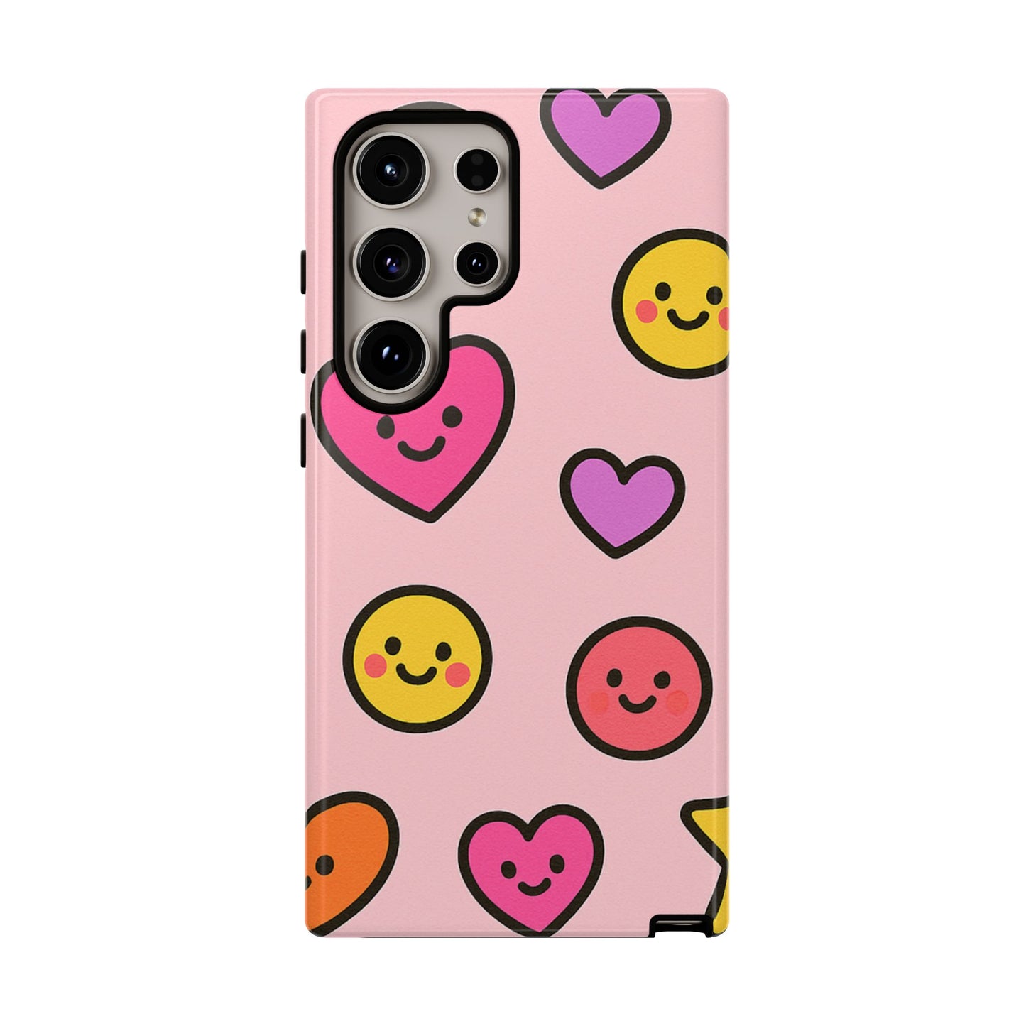 Cute Phone Case with Smiley Faces and Hearts, Fun Gift for Kids and Teens, Cellphone Protector, Birthday Present, Cute Accessories