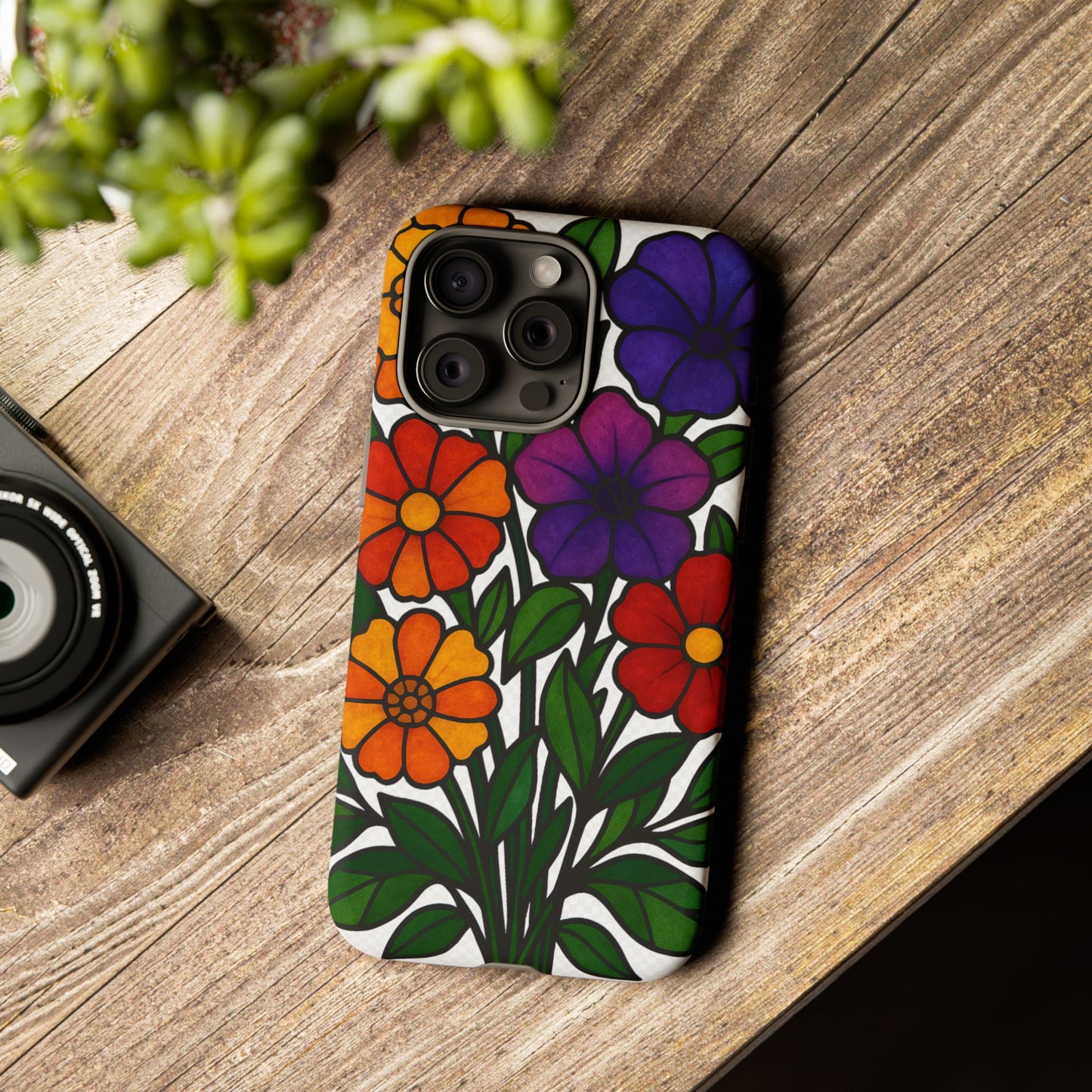 Floral Phone Case, Tough Cases with Colorful Flower Design, Gift for Flower Lovers, Summer Accessories, Trendy Phone Cover