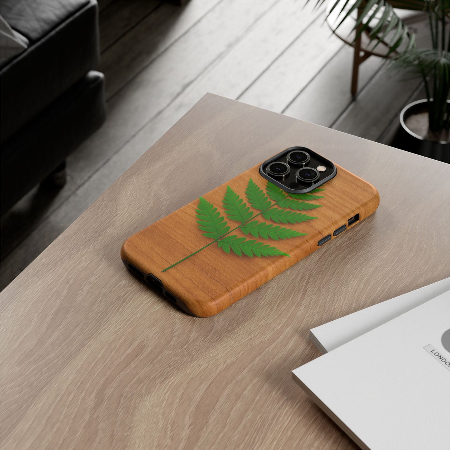 Wooden Fern Phone Case - Eco-Friendly Tough Cases for Nature Lovers, Unique Gift, Customizable Design, Nature-Themed Accessories