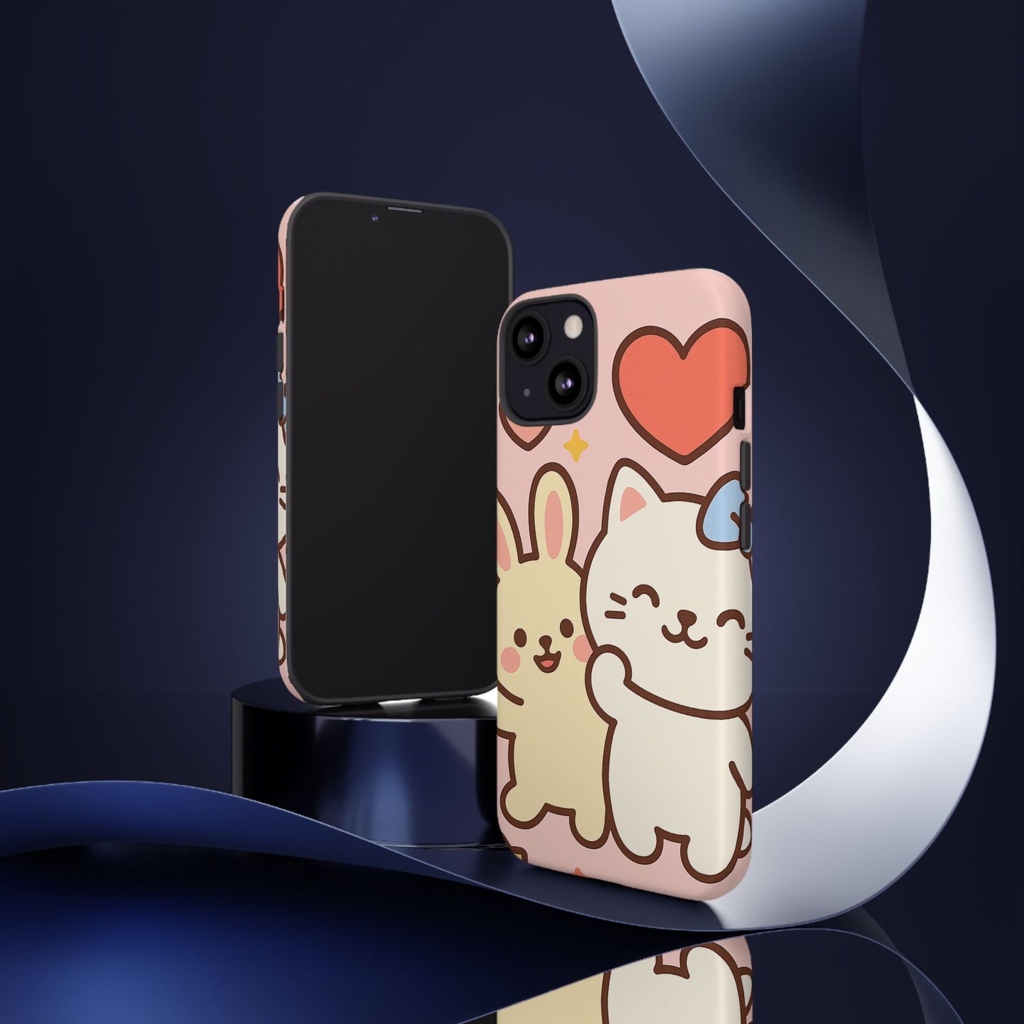 Cute Animal Phone Case -Tough Cases with Bunny and Cat Design, Kawaii Gift for Kids, Birthday, Everyday Use, Phone Accessories, teenage girl