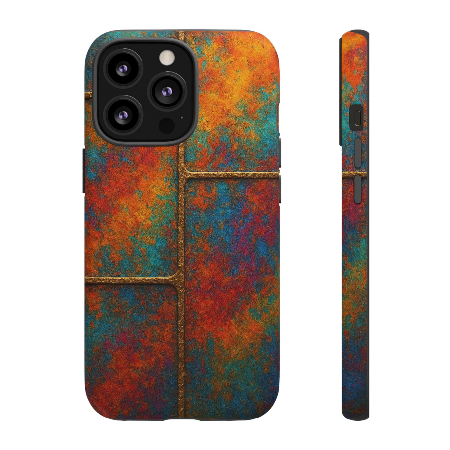 Colorful Textured Phone Case, Vibrant iPhone Cover, Tough Protective Shell, Unique Mobile Accessory, Artisan Phone Protection