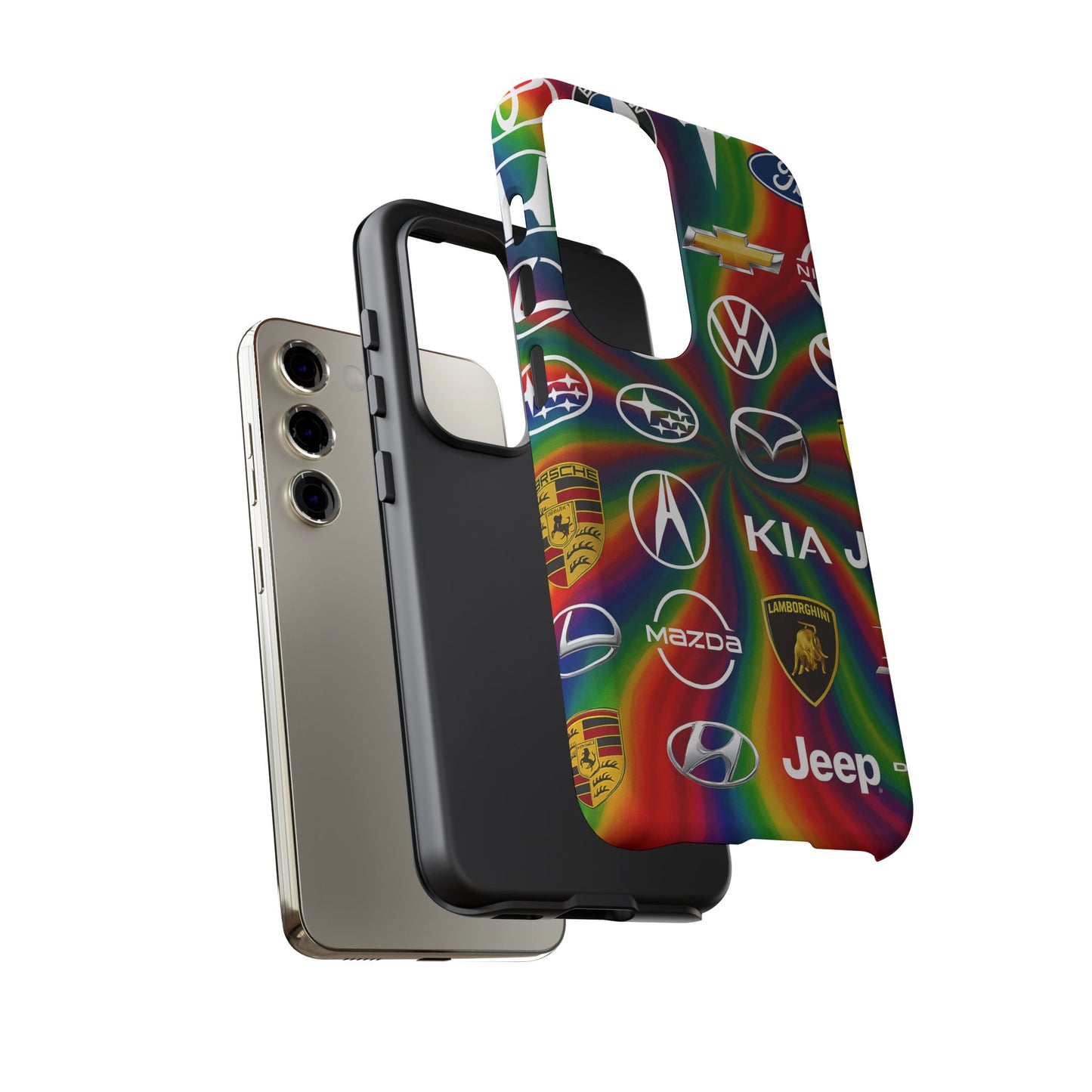 Colorful Car Logos Phone Case - Vibrant Tough Cases for Auto Enthusiasts, Unique Gift for Birthdays, Car Events, and Holidays