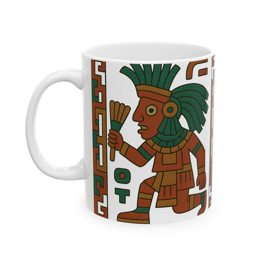 Ceramic Mug with Aztec Design, Coffee Lover's Gift, Unique Kitchenware, Boho Home Decor, Ethnic Art Mug, aztec