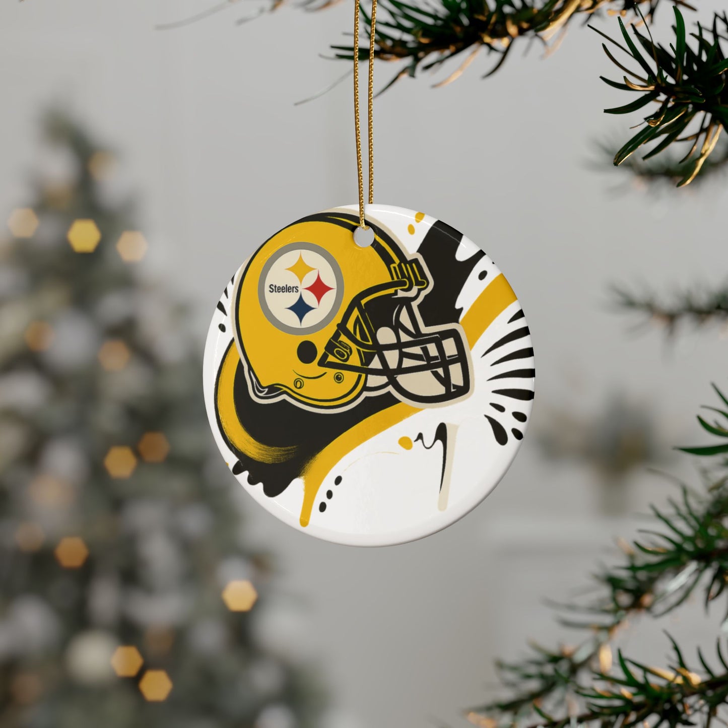 Steelers Ceramic Ornaments - Perfect for Holiday Decor, Gifts, Tree Ornaments, Sports Fan Gifts, Celebrations