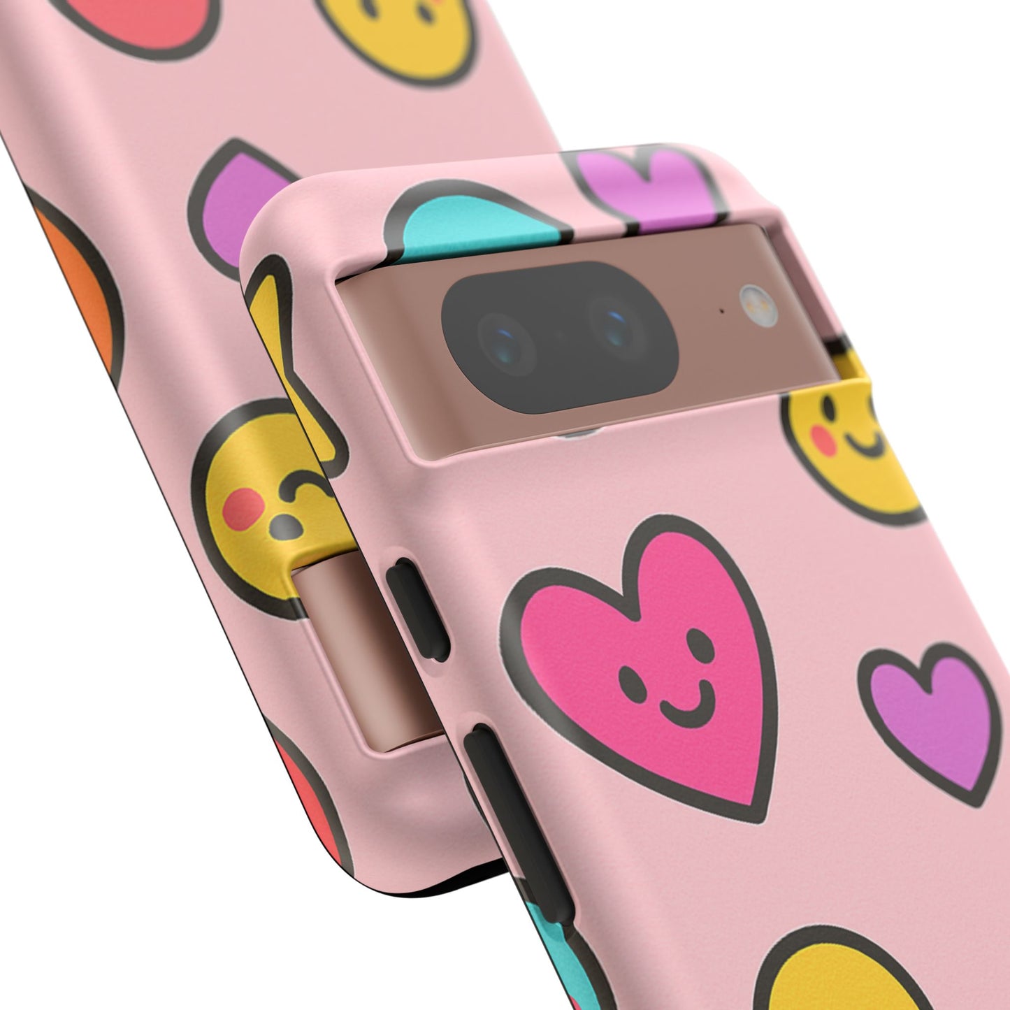 Cute Phone Case with Smiley Faces and Hearts, Fun Gift for Kids and Teens, Cellphone Protector, Birthday Present, Cute Accessories