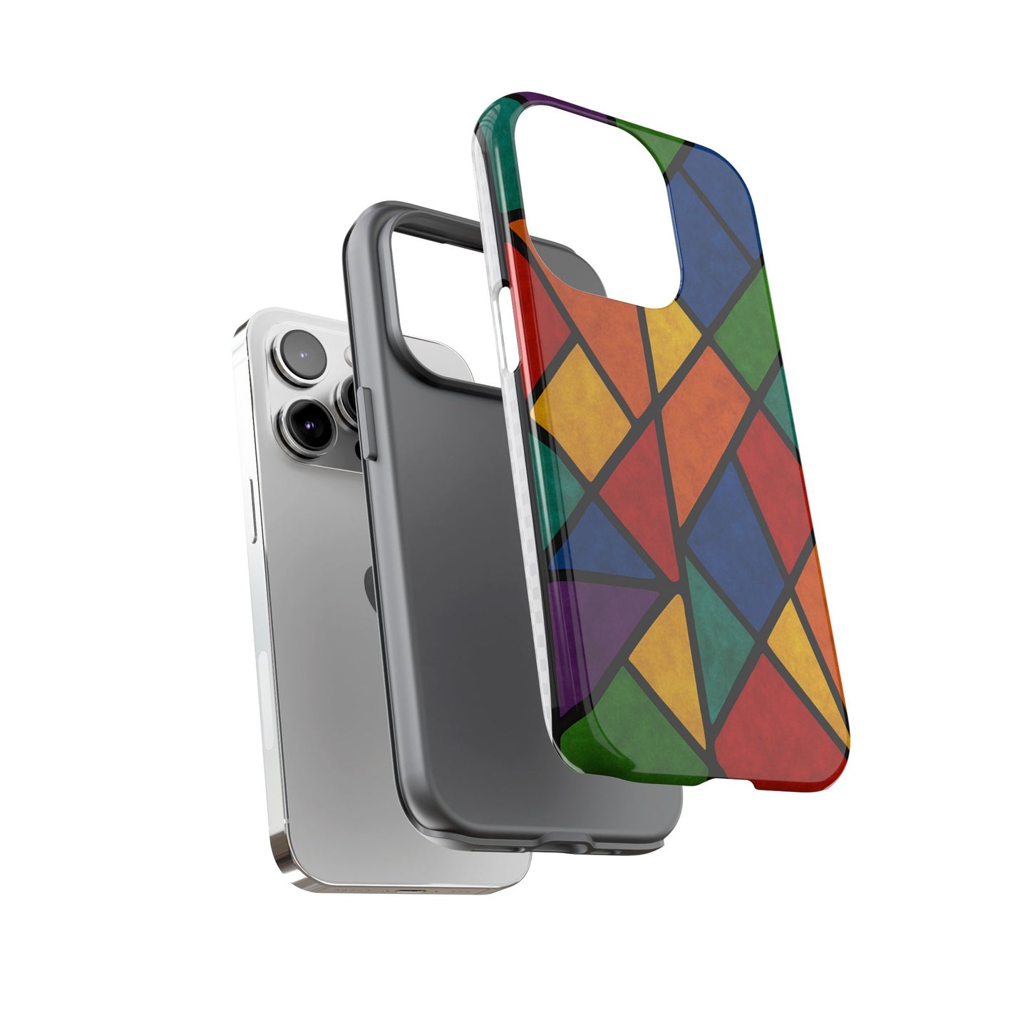 Colorful Phone Case, Stained Glass Pattern, Artistic Phone Cover, Unique Smartphone Protection, Vibrant Gift for All Occasions