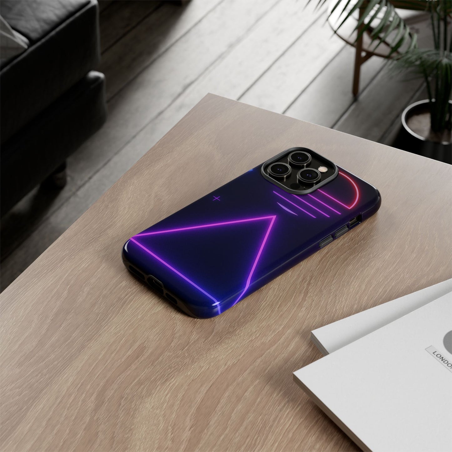 Retro Neon Phone Case, Tough Cases for iPhone, 80s Aesthetic Phone Cover, Abstract Neon Design, Gift for Tech Lovers