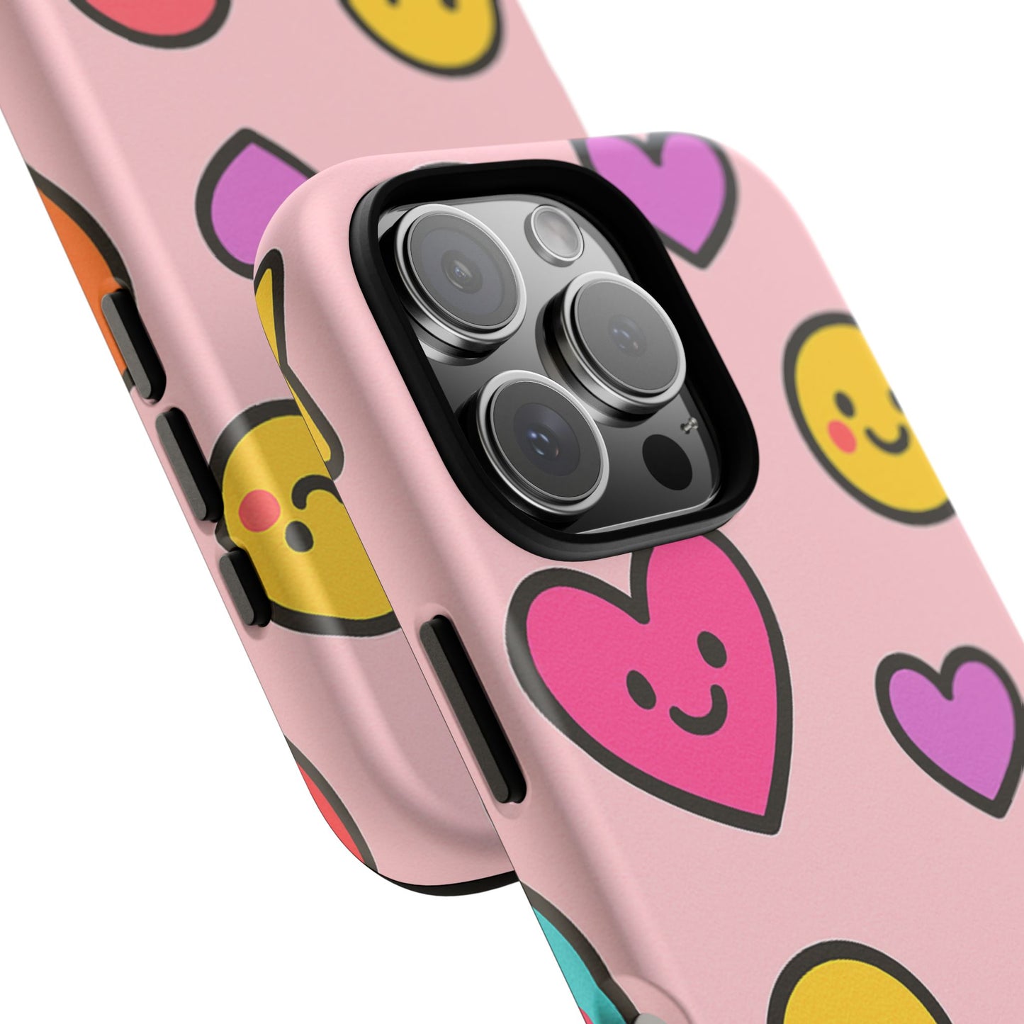 Cute Phone Case with Smiley Faces and Hearts, Fun Gift for Kids and Teens, Cellphone Protector, Birthday Present, Cute Accessories