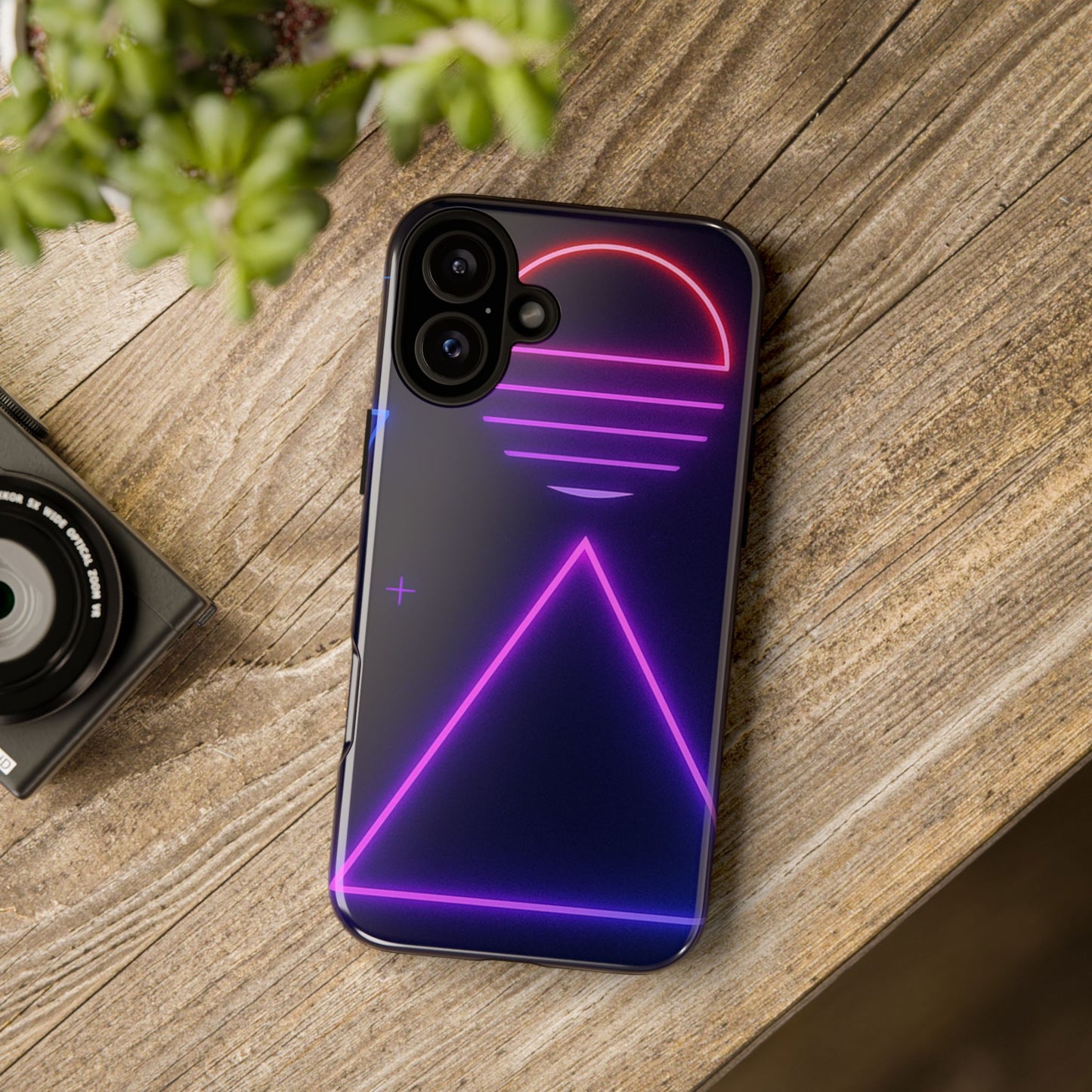 Retro Neon Phone Case, Tough Cases for iPhone, 80s Aesthetic Phone Cover, Abstract Neon Design, Gift for Tech Lovers