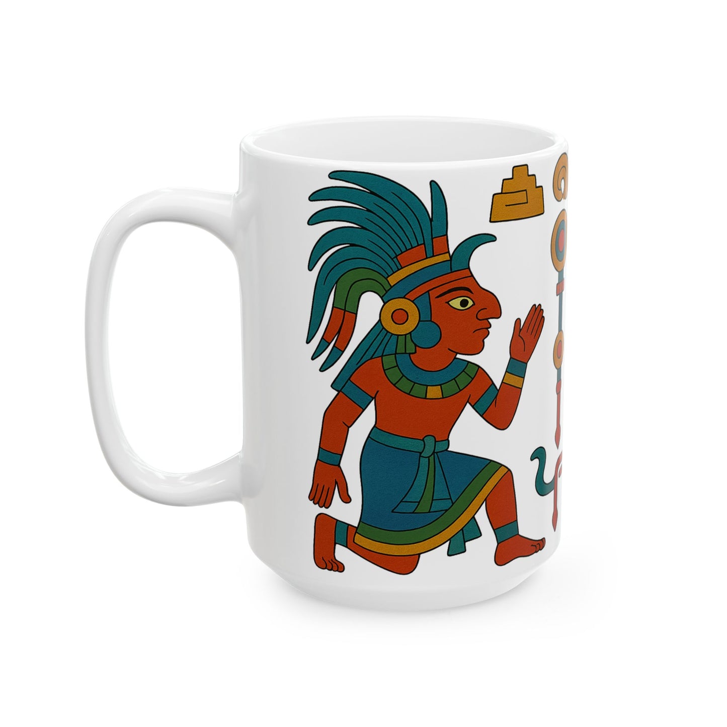 Vibrant Aztec Themed Ceramic Mug | Unique Gift for Coffee Lovers, Art Collectors, Home Decor, Cultural Enthusiasts, Birthday and Holidays, Aztec