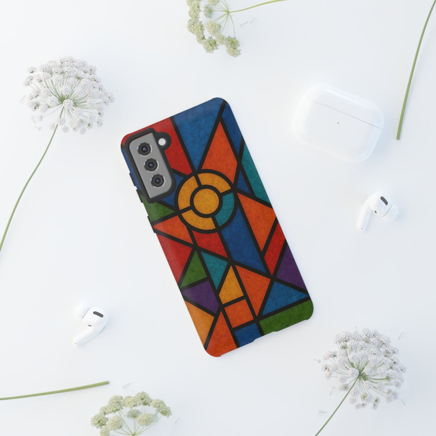 Colorful Stained Glass Phone Case, Artistic Phone Cover, Vibrant Protective Case, Unique Gift for Art Lovers, Stylish Smartphone Accessory