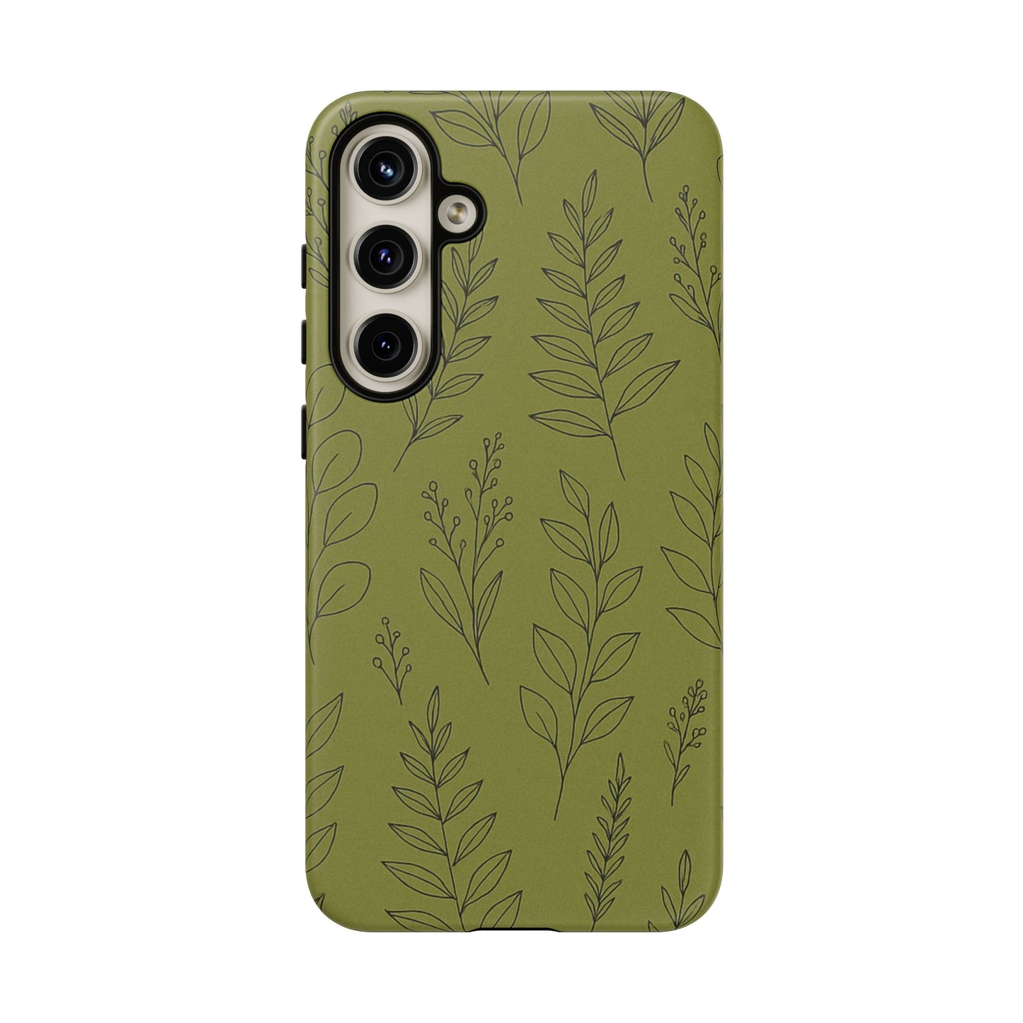Stylish Phone Case, Botanical Design, Tough Phone Cover, Green Floral Case, Nature Inspired Gift, Eco-Friendly Accessory