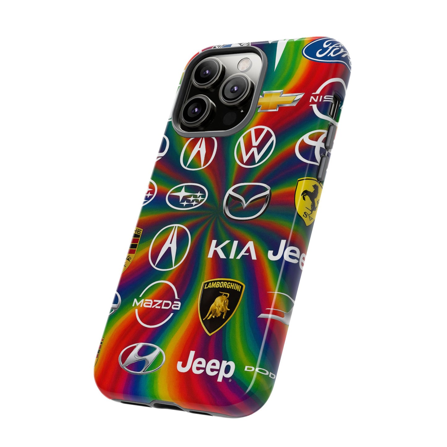 Colorful Car Logos Phone Case - Vibrant Tough Cases for Auto Enthusiasts, Unique Gift for Birthdays, Car Events, and Holidays