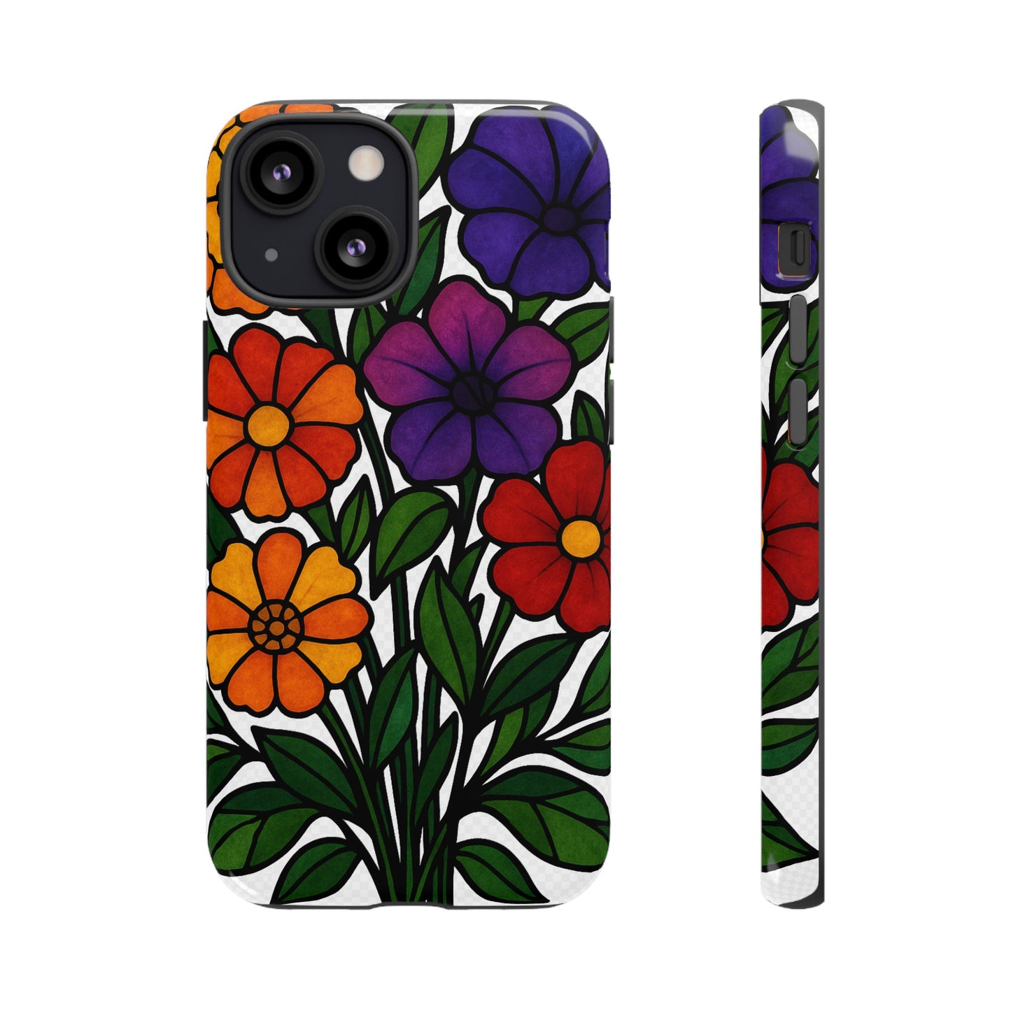 Floral Phone Case, Tough Cases with Colorful Flower Design, Gift for Flower Lovers, Summer Accessories, Trendy Phone Cover