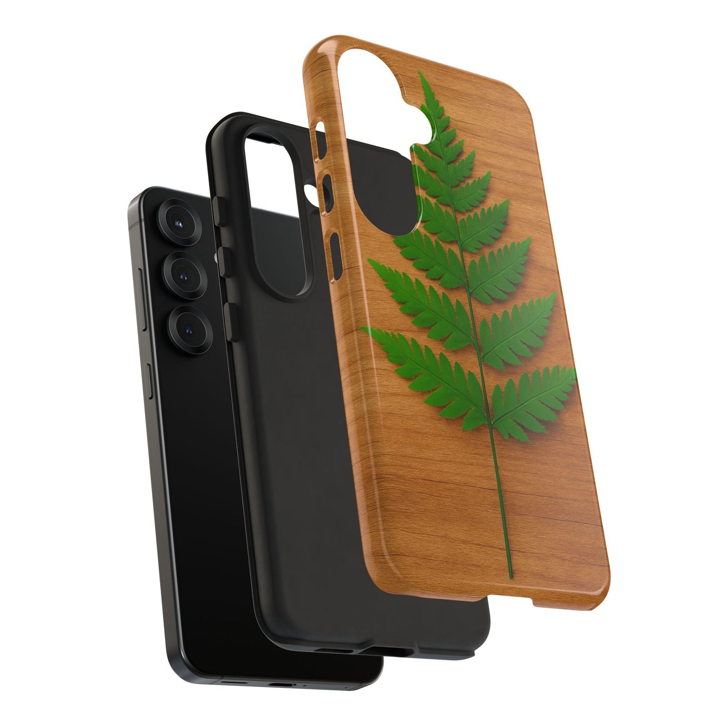 Wooden Fern Phone Case - Eco-Friendly Tough Cases for Nature Lovers, Unique Gift, Customizable Design, Nature-Themed Accessories