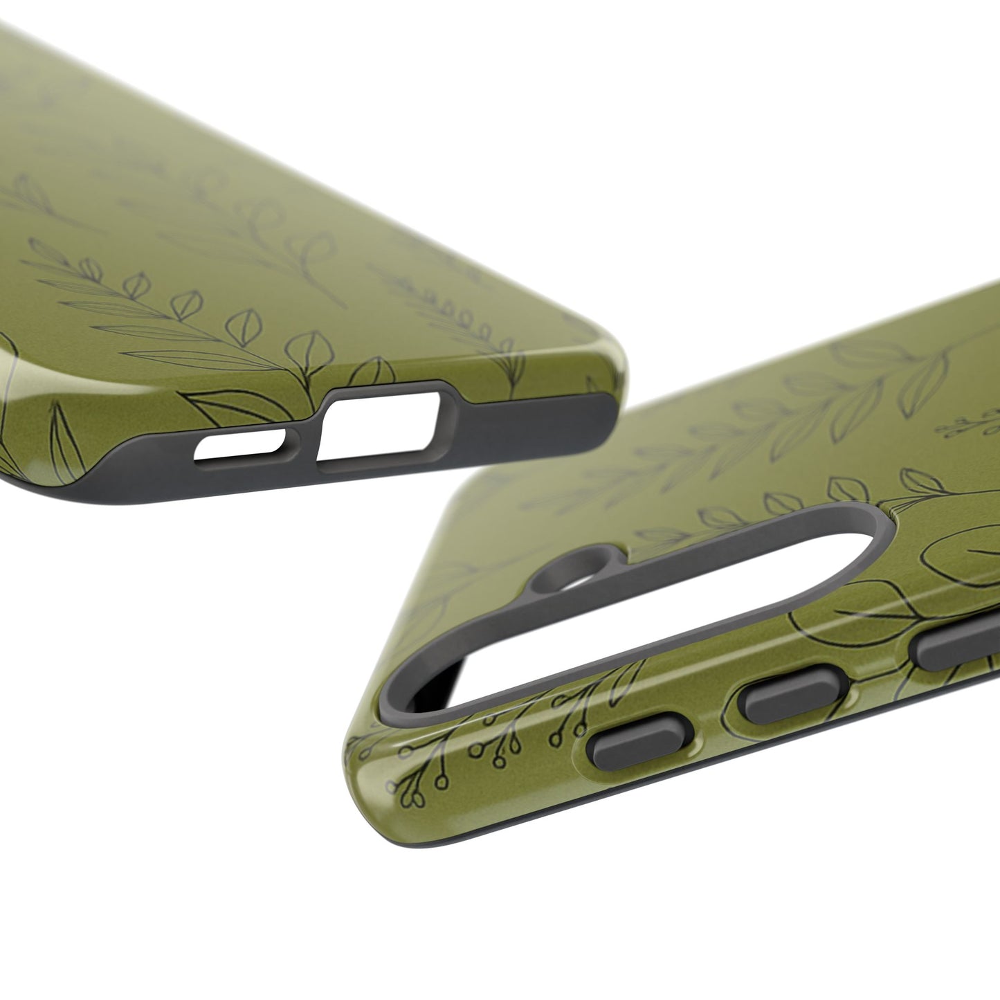 Stylish Phone Case, Botanical Design, Tough Phone Cover, Green Floral Case, Nature Inspired Gift, Eco-Friendly Accessory