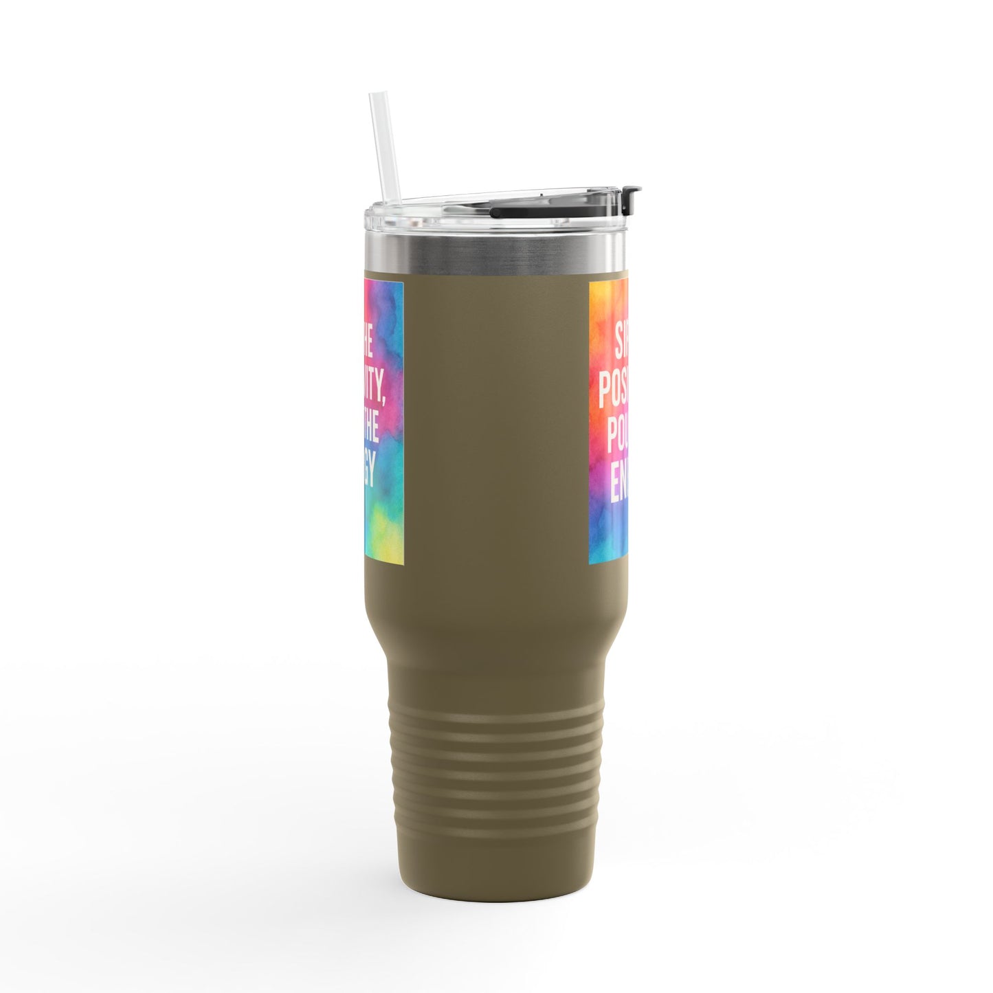 Vibrant Insulated Travel Mug | Sip the Positivity Mug, Hot Beverage Cup, Custom Drink Container, Colorful Tumblers, Travel Coffee Cup