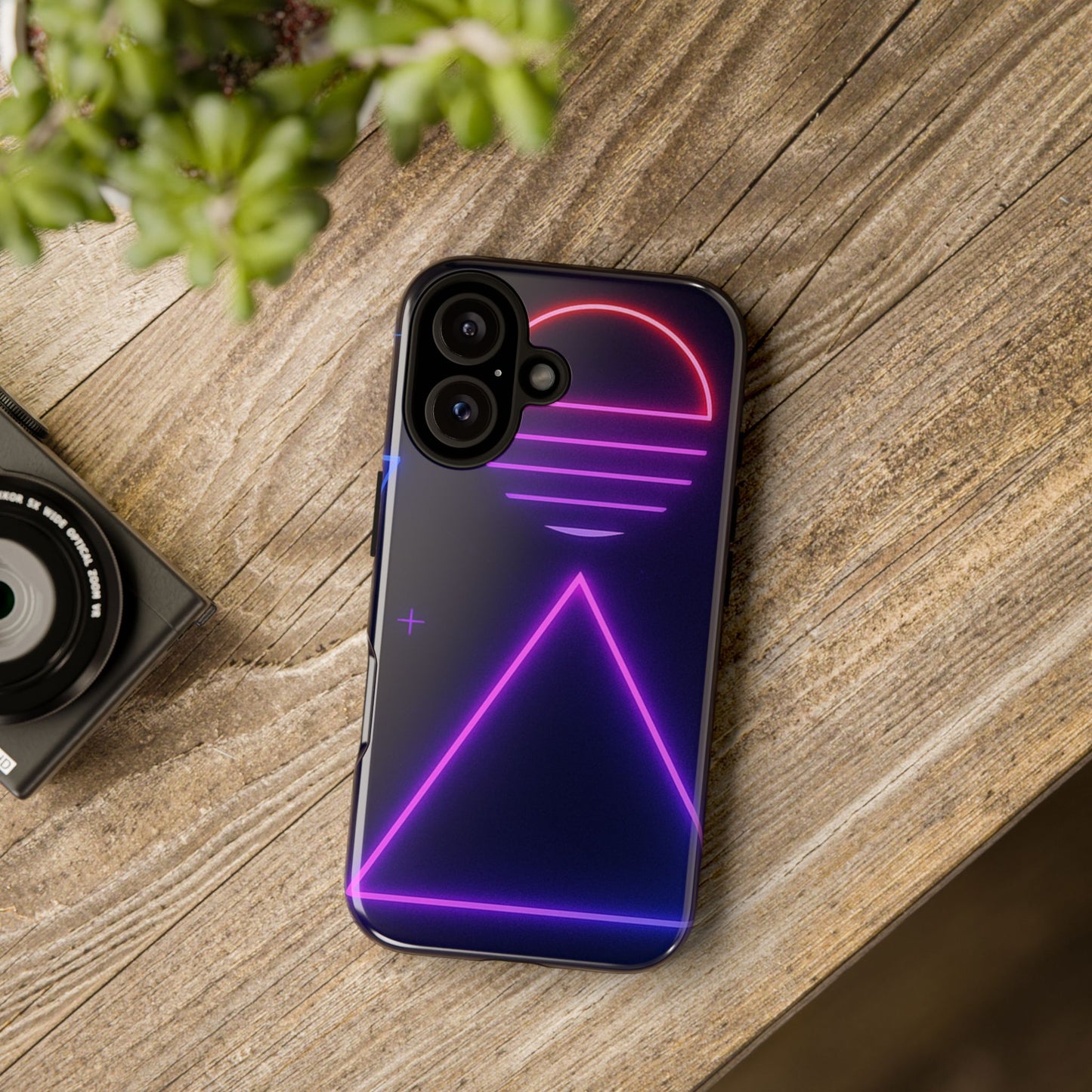 Retro Neon Phone Case, Tough Cases for iPhone, 80s Aesthetic Phone Cover, Abstract Neon Design, Gift for Tech Lovers