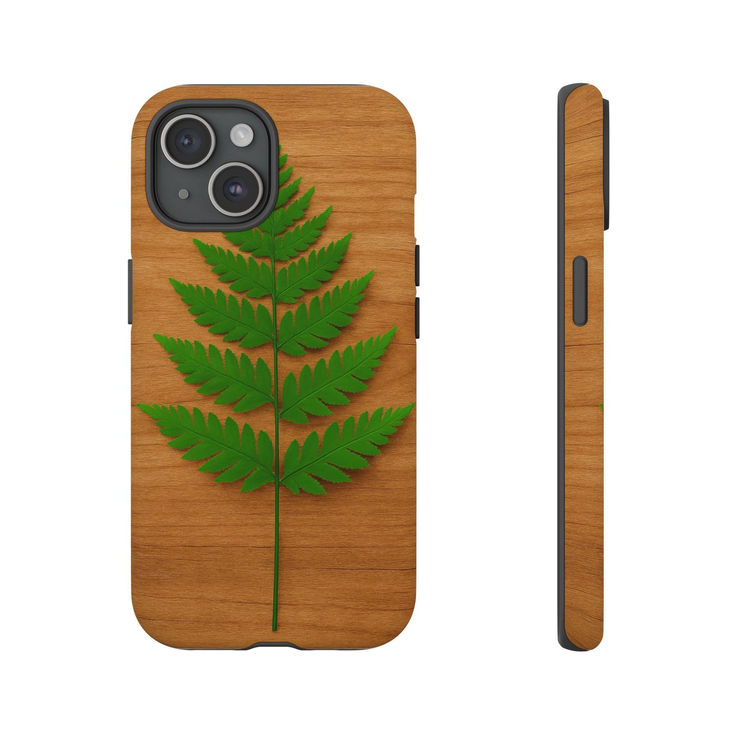 Wooden Fern Phone Case - Eco-Friendly Tough Cases for Nature Lovers, Unique Gift, Customizable Design, Nature-Themed Accessories
