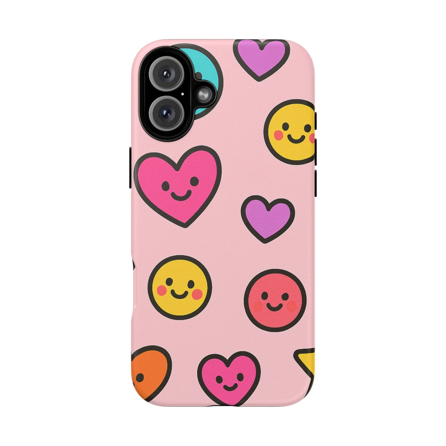 Cute Phone Case with Smiley Faces and Hearts, Fun Gift for Kids and Teens, Cellphone Protector, Birthday Present, Cute Accessories