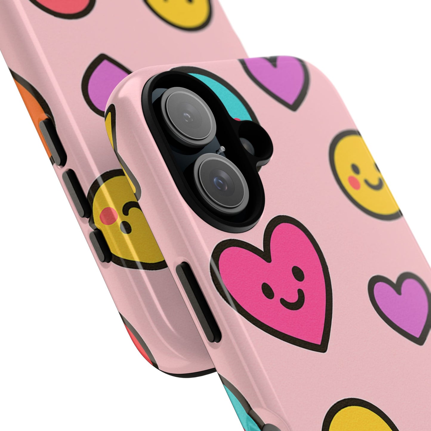 Cute Phone Case with Smiley Faces and Hearts, Fun Gift for Kids and Teens, Cellphone Protector, Birthday Present, Cute Accessories