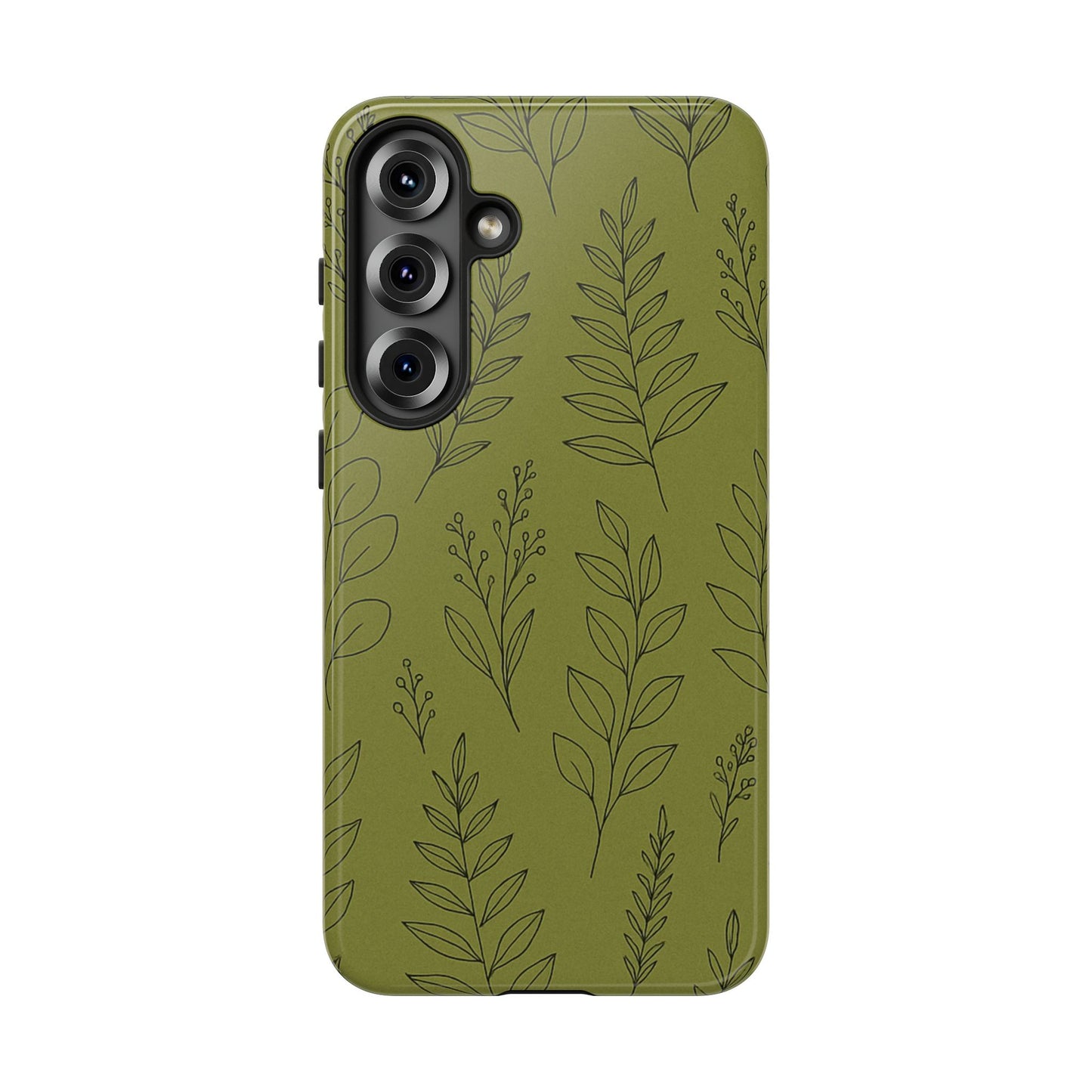 Stylish Phone Case, Botanical Design, Tough Phone Cover, Green Floral Case, Nature Inspired Gift, Eco-Friendly Accessory