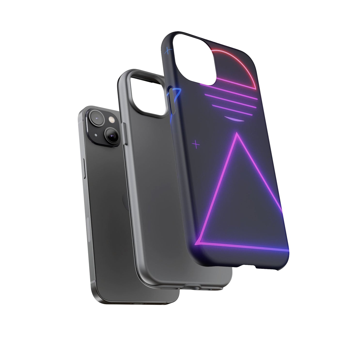 Retro Neon Phone Case, Tough Cases for iPhone, 80s Aesthetic Phone Cover, Abstract Neon Design, Gift for Tech Lovers