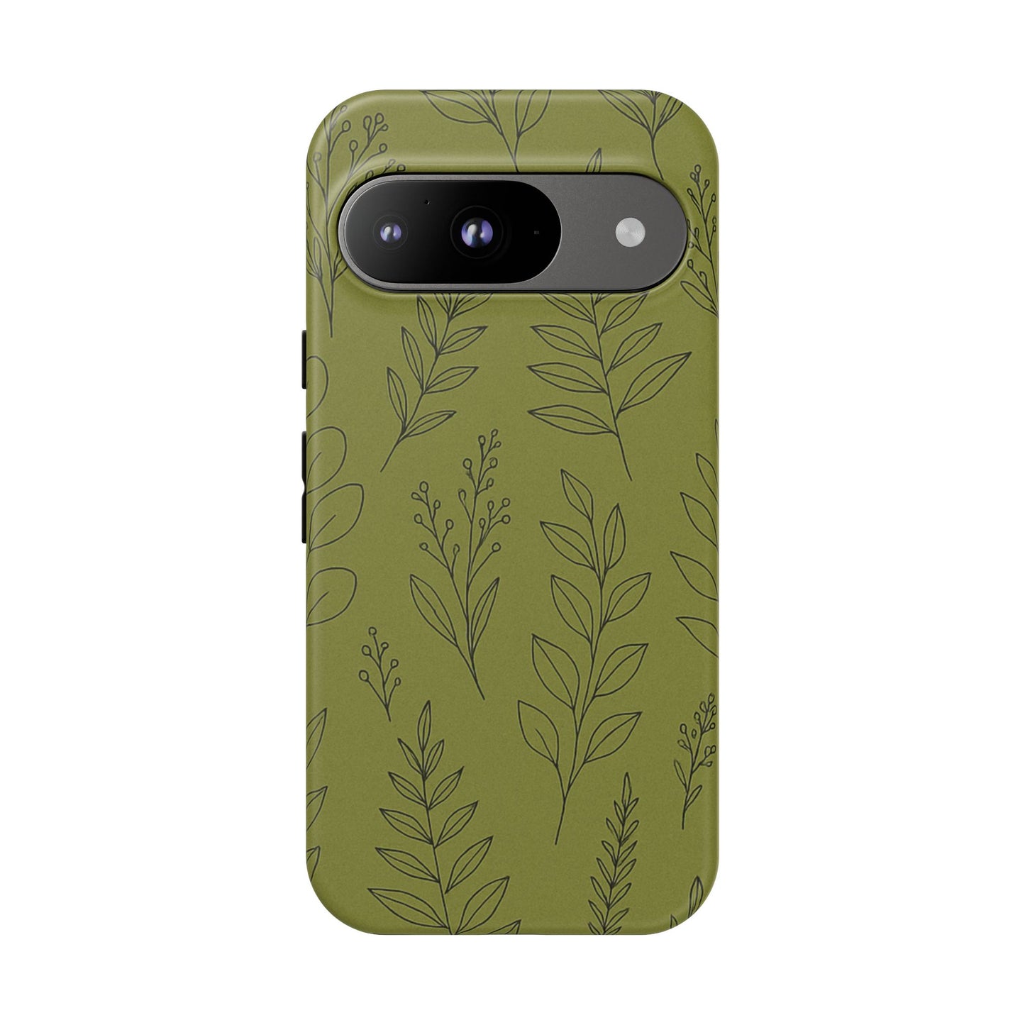 Stylish Phone Case, Botanical Design, Tough Phone Cover, Green Floral Case, Nature Inspired Gift, Eco-Friendly Accessory