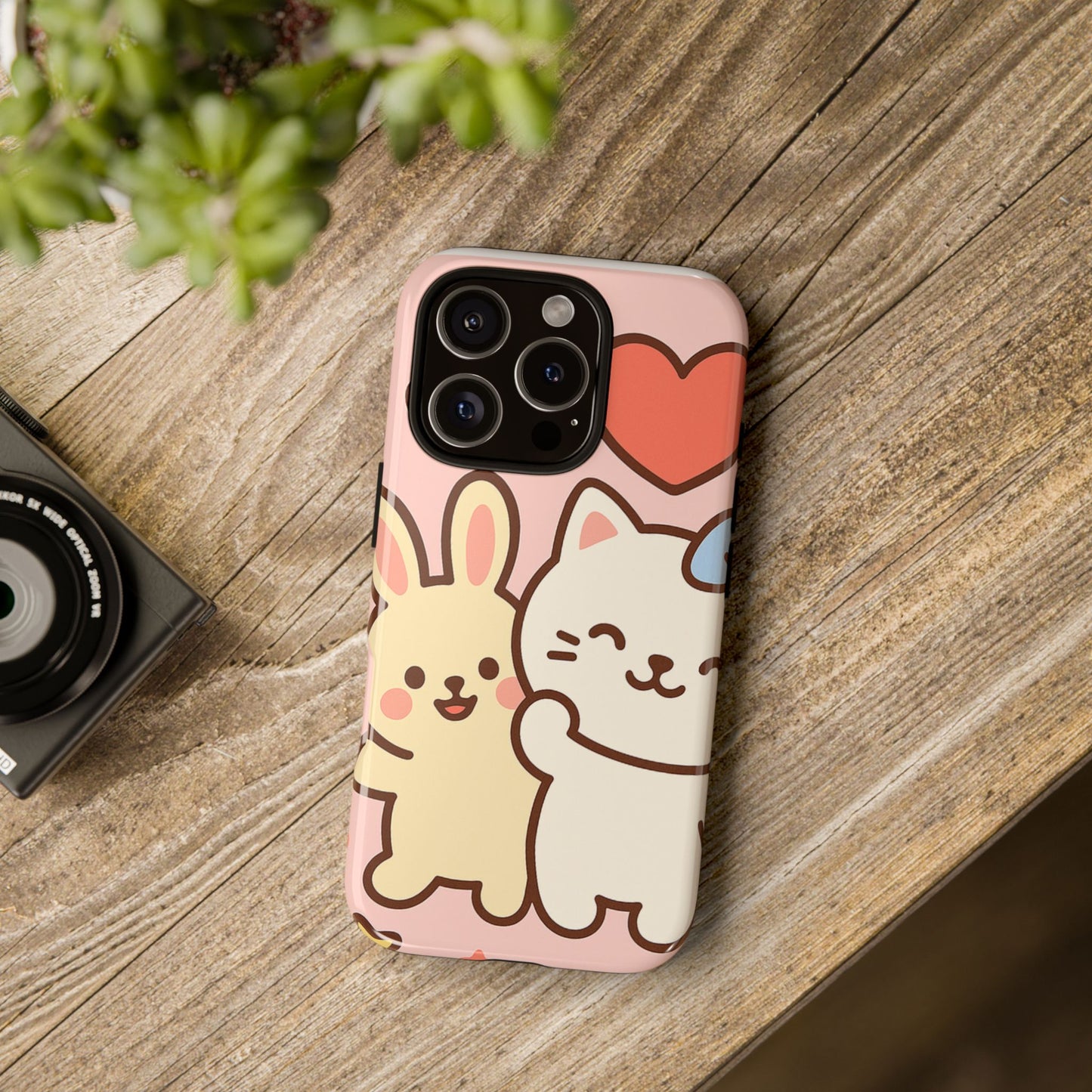 Cute Animal Phone Case -Tough Cases with Bunny and Cat Design, Kawaii Gift for Kids, Birthday, Everyday Use, Phone Accessories, teenage girl