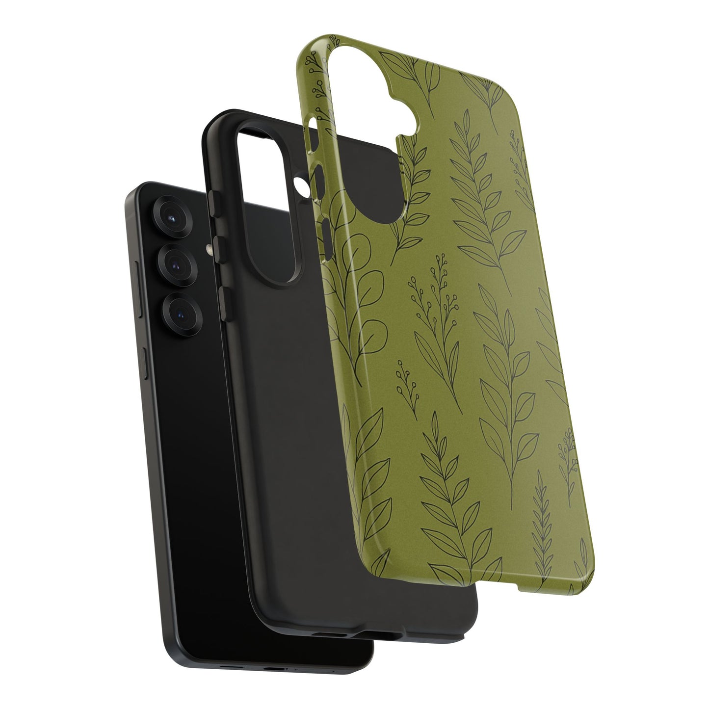 Stylish Phone Case, Botanical Design, Tough Phone Cover, Green Floral Case, Nature Inspired Gift, Eco-Friendly Accessory