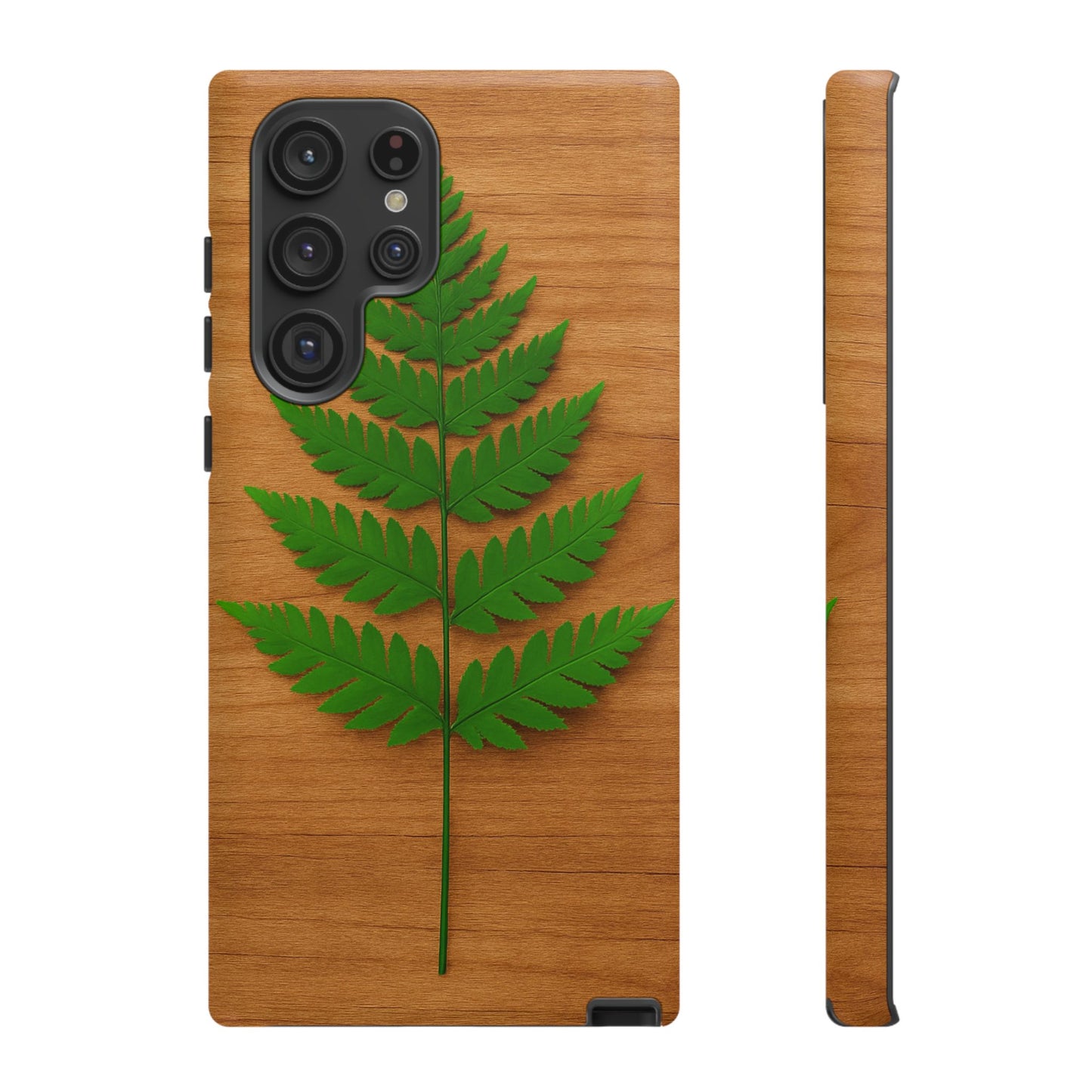 Wooden Fern Phone Case - Eco-Friendly Tough Cases for Nature Lovers, Unique Gift, Customizable Design, Nature-Themed Accessories