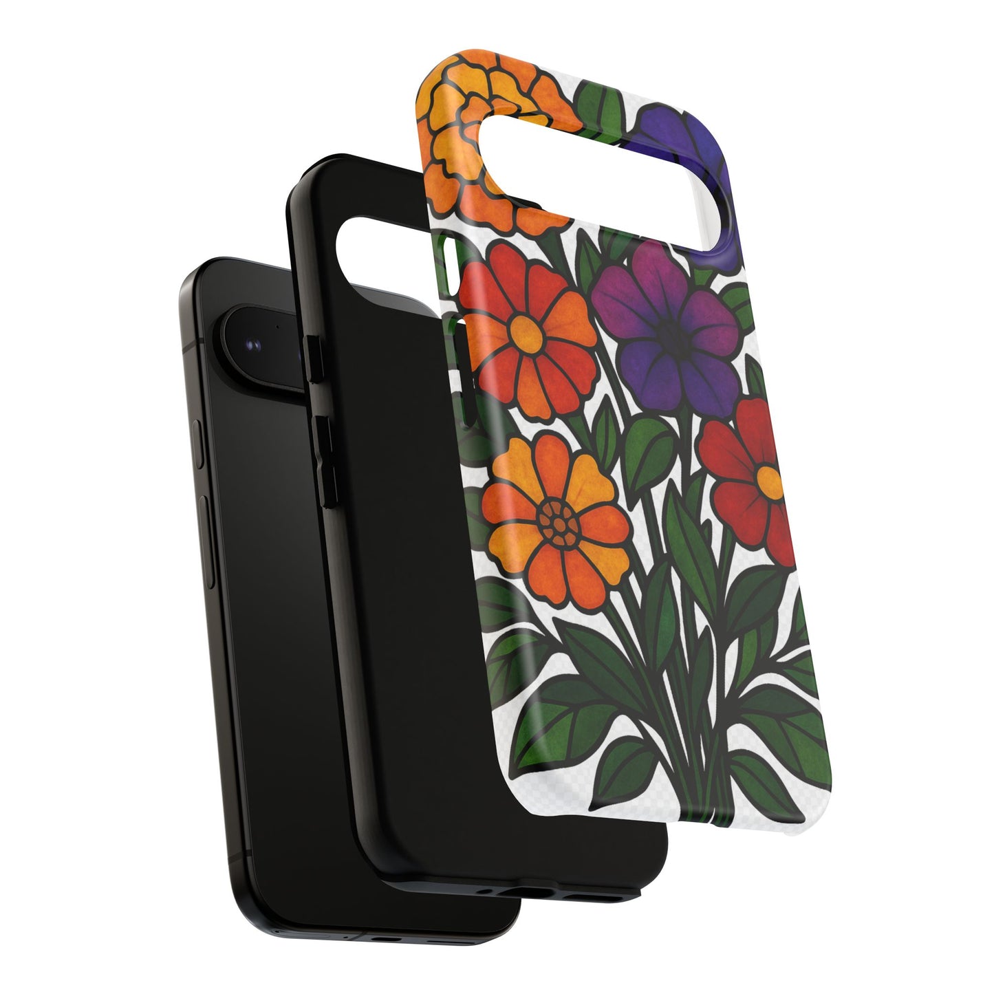 Floral Phone Case, Tough Cases with Colorful Flower Design, Gift for Flower Lovers, Summer Accessories, Trendy Phone Cover