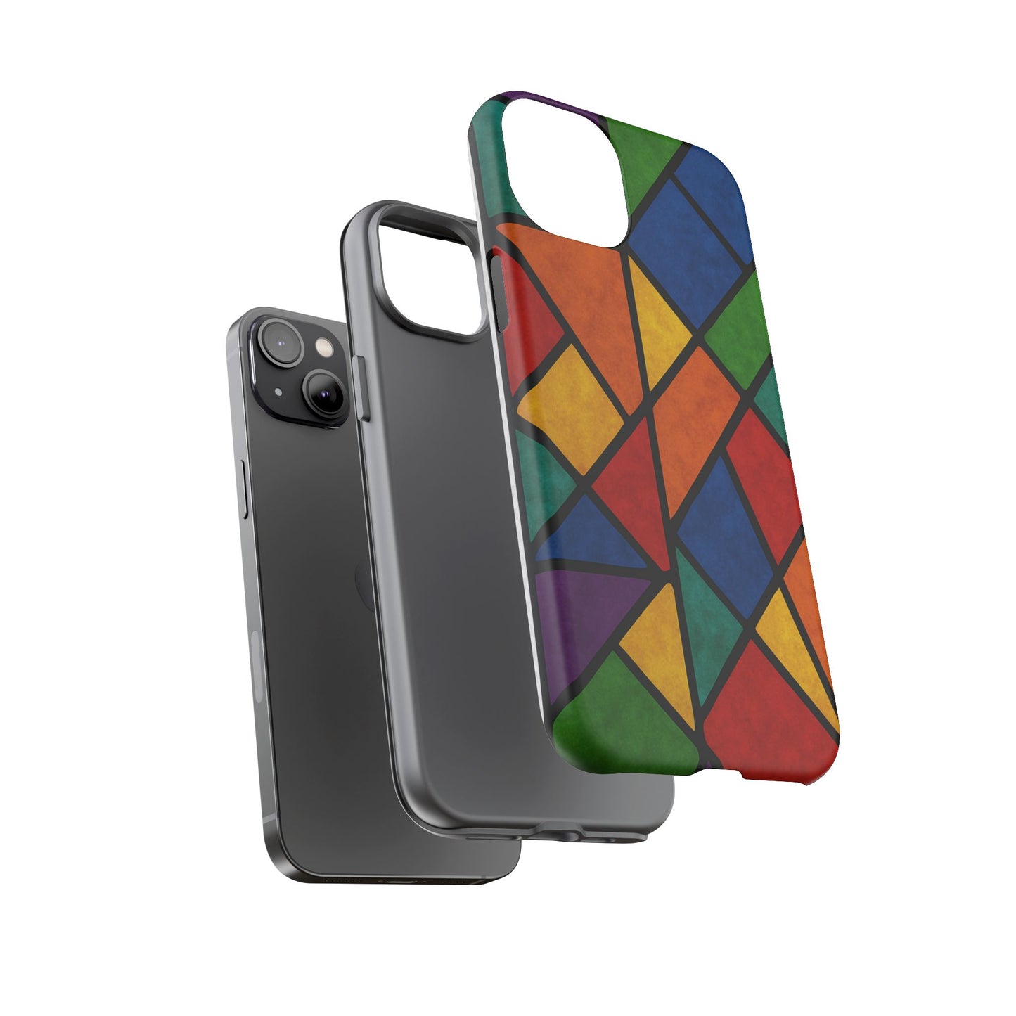 Colorful Phone Case, Stained Glass Pattern, Artistic Phone Cover, Unique Smartphone Protection, Vibrant Gift for All Occasions