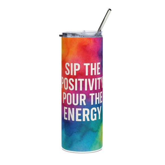 Vibrant Stainless Steel Tumbler, 20oz | Colorful Positive Energy Cup for Eco-Friendly Sipping, Gifts for Friends, Inspirational [...]