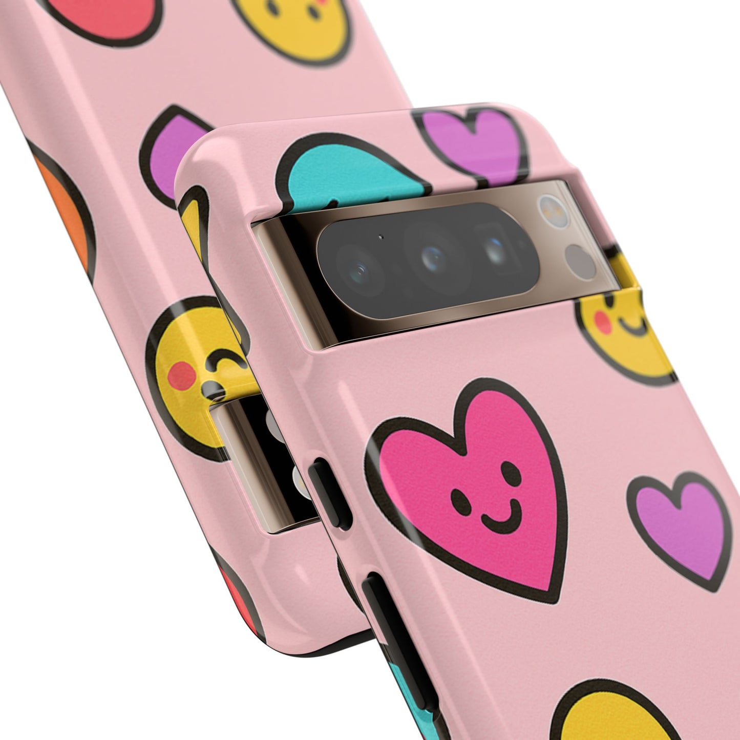 Cute Phone Case with Smiley Faces and Hearts, Fun Gift for Kids and Teens, Cellphone Protector, Birthday Present, Cute Accessories