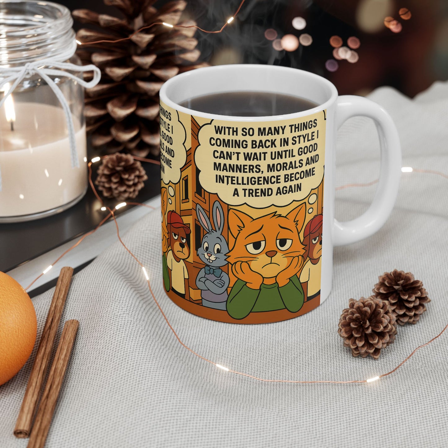 Nostalgic Ceramic Mug, Retro Coffee Cup, Animal Character Drinkware, Gift for Friends, Humor Mug for Home or Office