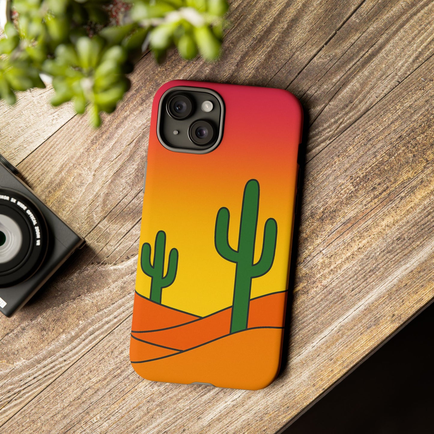 Desert Vibes Phone Case, Tough Cases, Cactus Design, Colorful Phone Cover, Summer Aesthetic, Unique Gift Idea