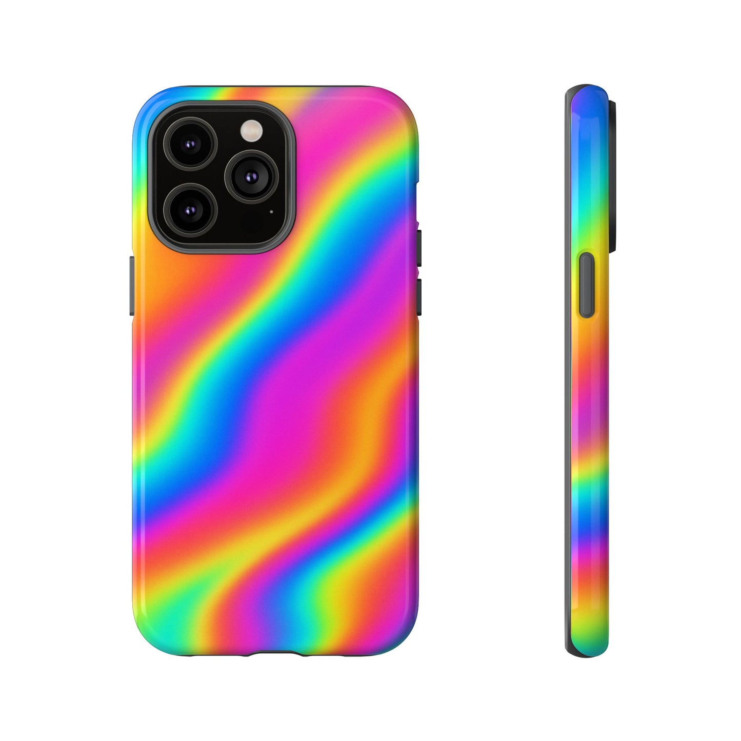 Rainbow Wavy Phone Case - Colorful Tough Cases for Stylish Protection, LGBTQ+ Pride Gift, Trendy Phone Accessory, Birthday, Holiday Present