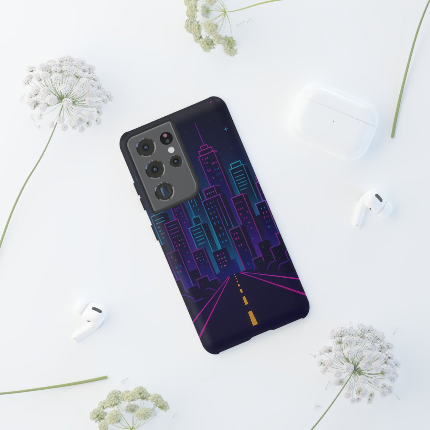 Cityscape Phone Case, Tough Cases, Urban Style, Nighttime Vibe, Phone Cover, Gift for City Lovers, Modern Design