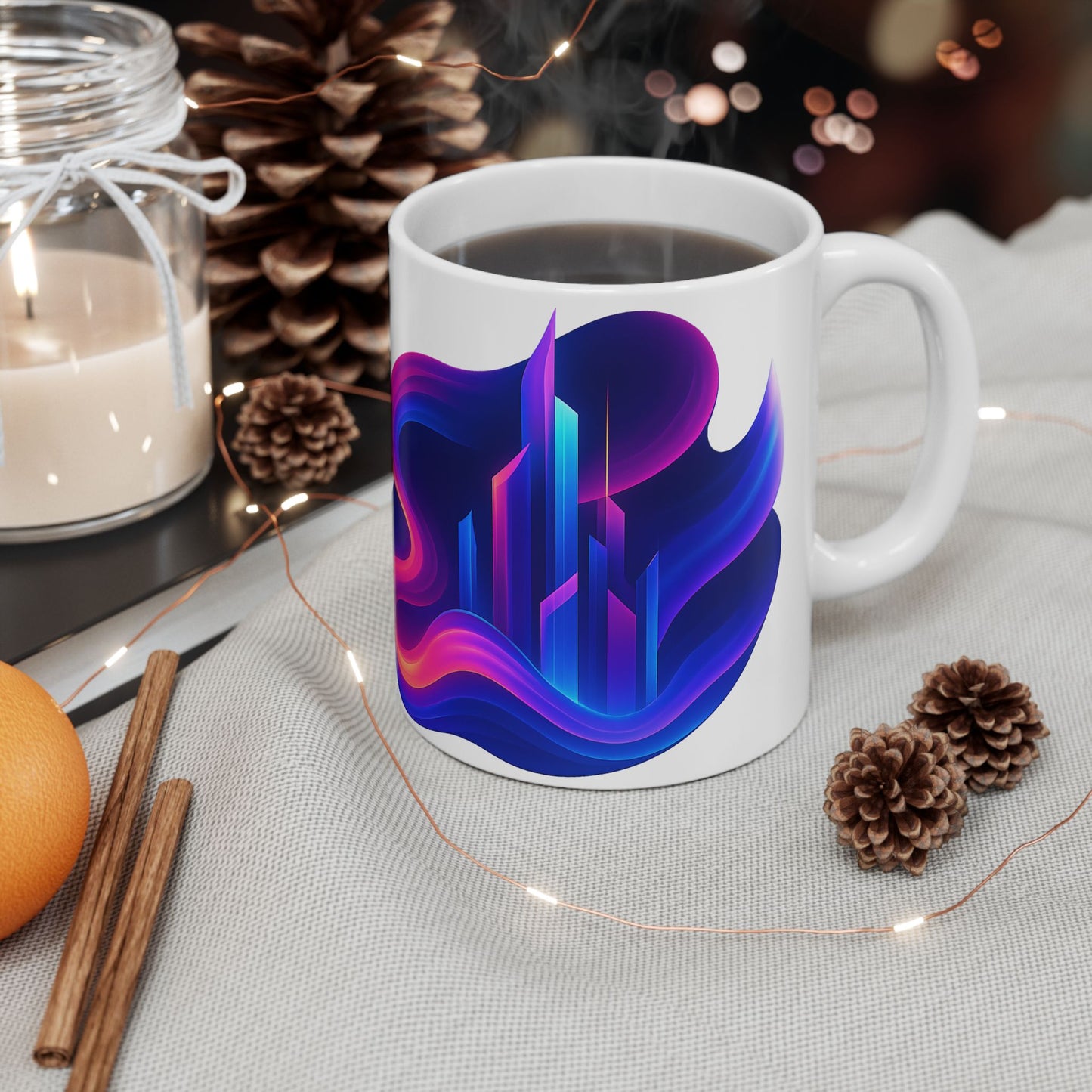 Vibrant Abstract Ceramic Mug, Colorful Coffee Cup, Modern Drinkware, Artistic Mug for Home or Office, Gift for Art Lovers