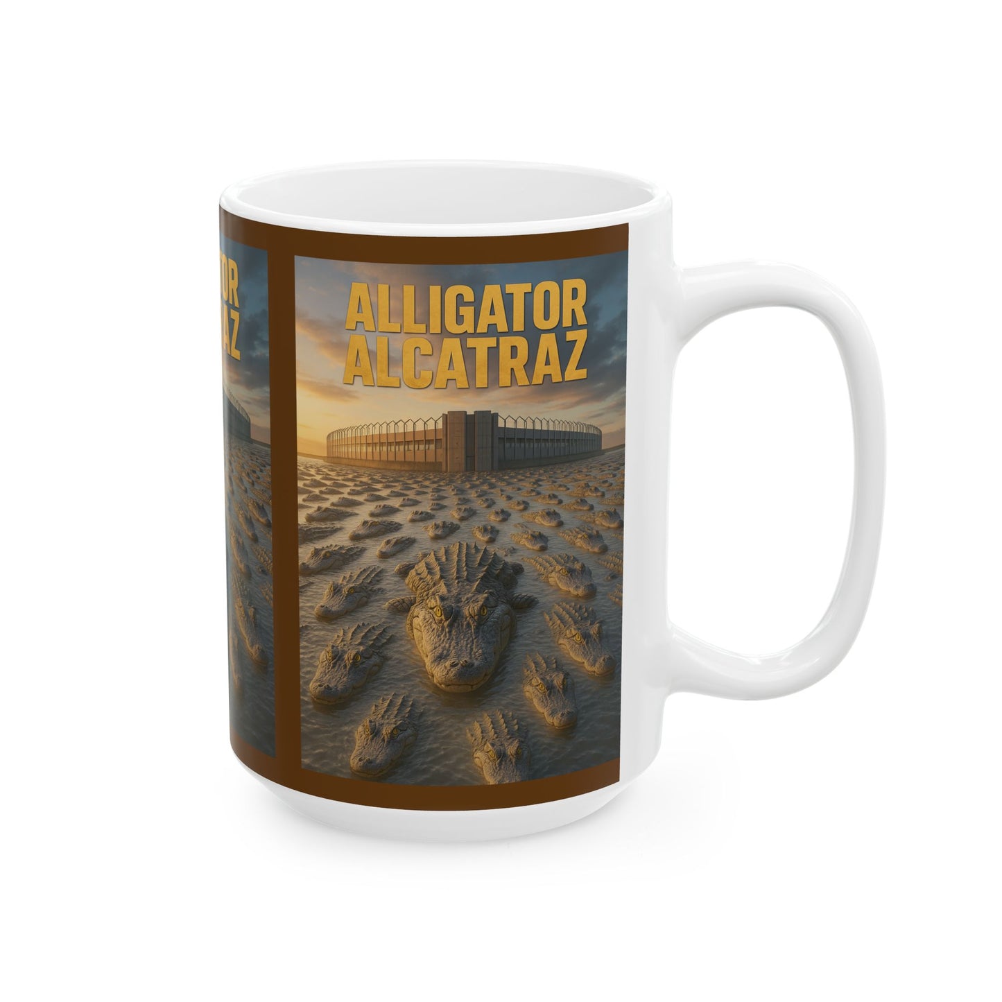 Alligator Alcatraz Ceramic Mug | Unique Gift for Nature Lovers, Home Decor, Coffee Tea Mug, Wildlife Enthusiast, Animal Lover