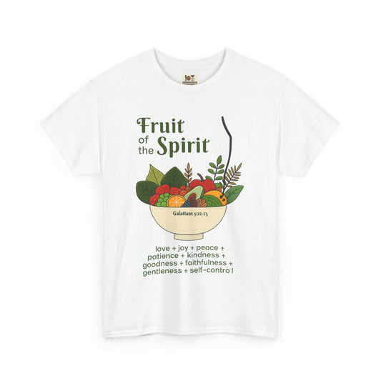 Spiritual Fruit Tee, Unisex Heavy Cotton Shirt, Motivational Gift for Christians, Faith Inspired Apparel, Kindness & Peace Shirt