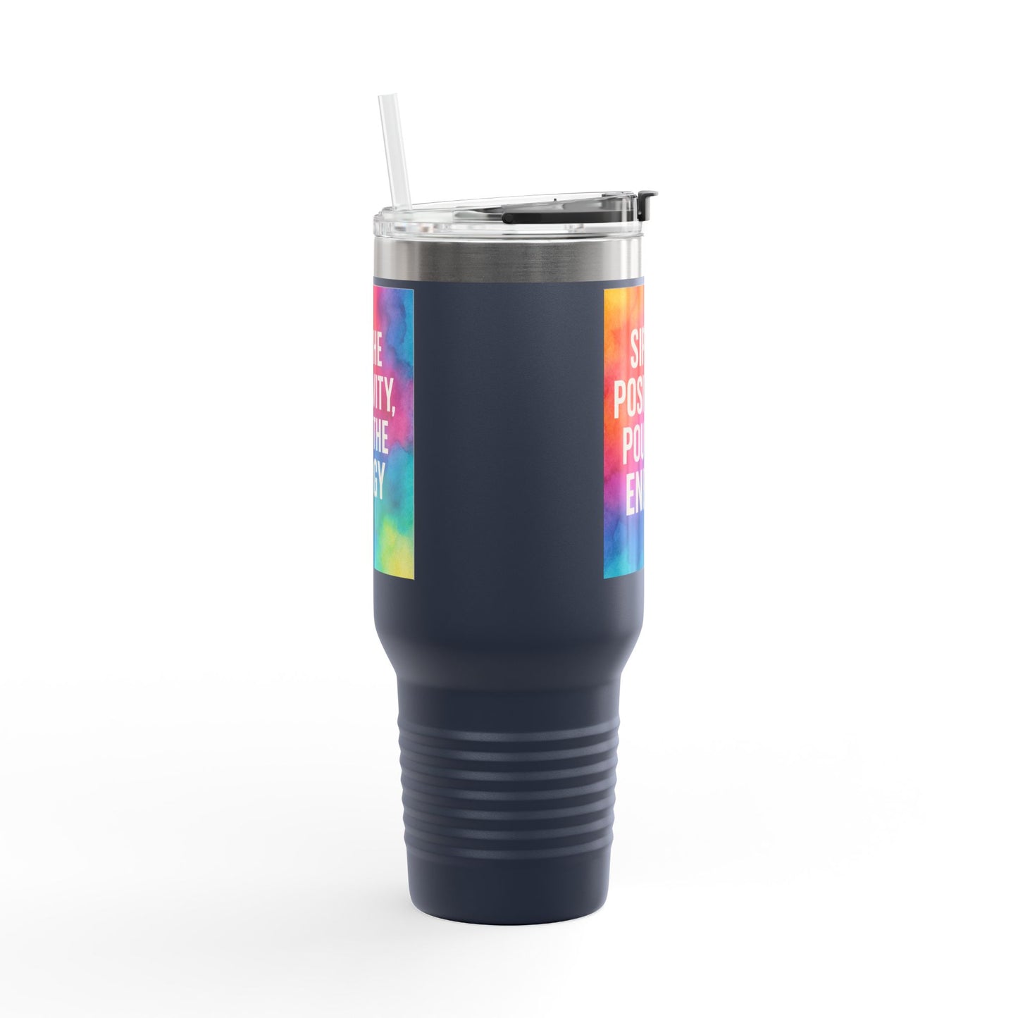 Vibrant Insulated Travel Mug | Sip the Positivity Mug, Hot Beverage Cup, Custom Drink Container, Colorful Tumblers, Travel Coffee Cup