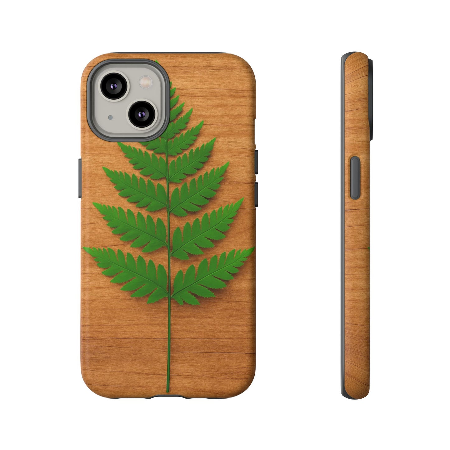 Wooden Fern Phone Case - Eco-Friendly Tough Cases for Nature Lovers, Unique Gift, Customizable Design, Nature-Themed Accessories