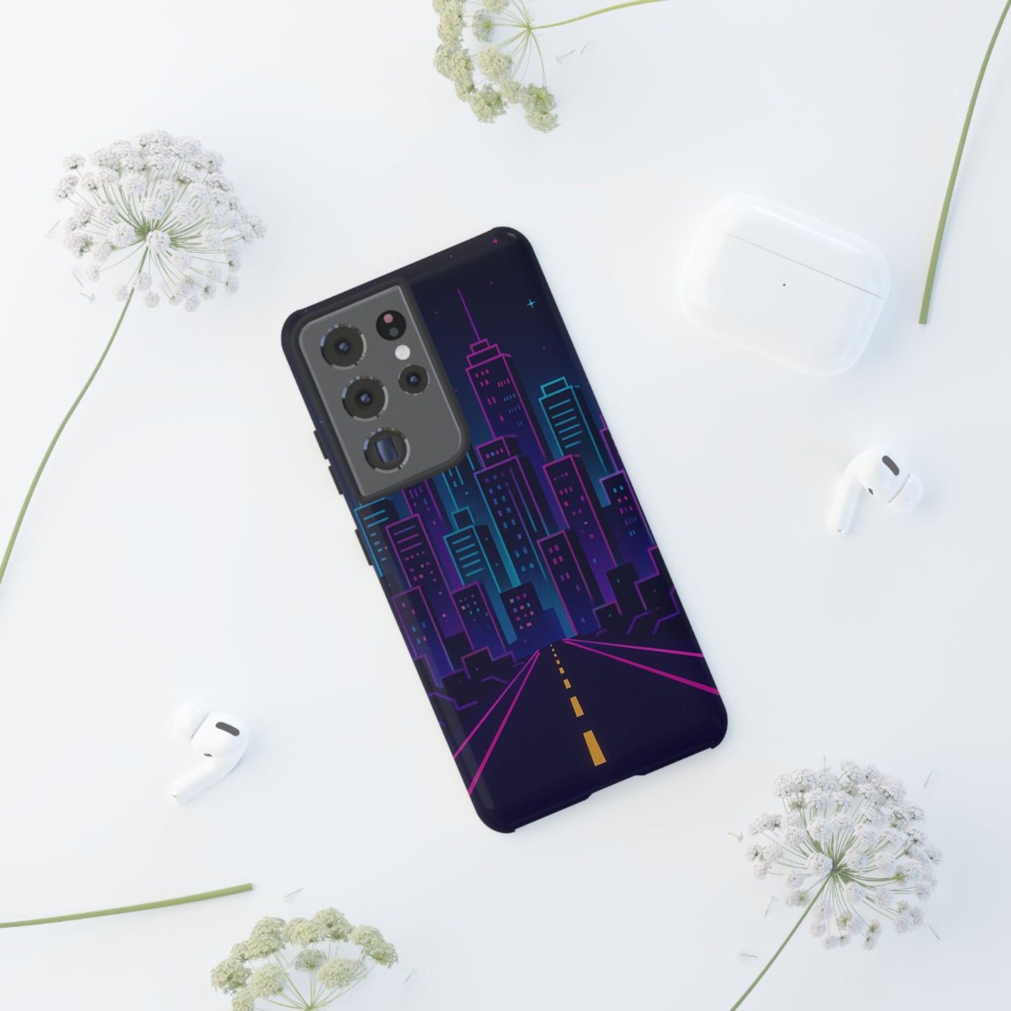 Cityscape Phone Case, Tough Cases, Urban Style, Nighttime Vibe, Phone Cover, Gift for City Lovers, Modern Design