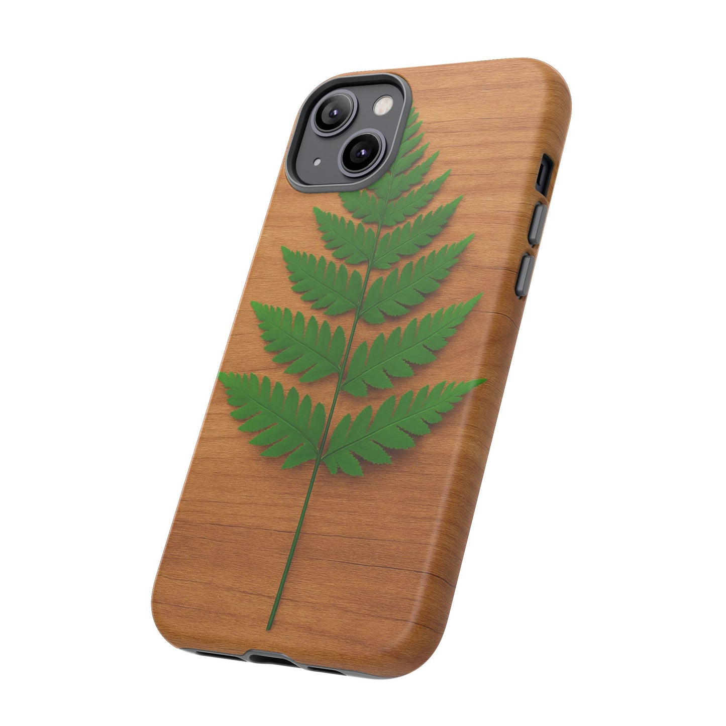 Wooden Fern Phone Case - Eco-Friendly Tough Cases for Nature Lovers, Unique Gift, Customizable Design, Nature-Themed Accessories