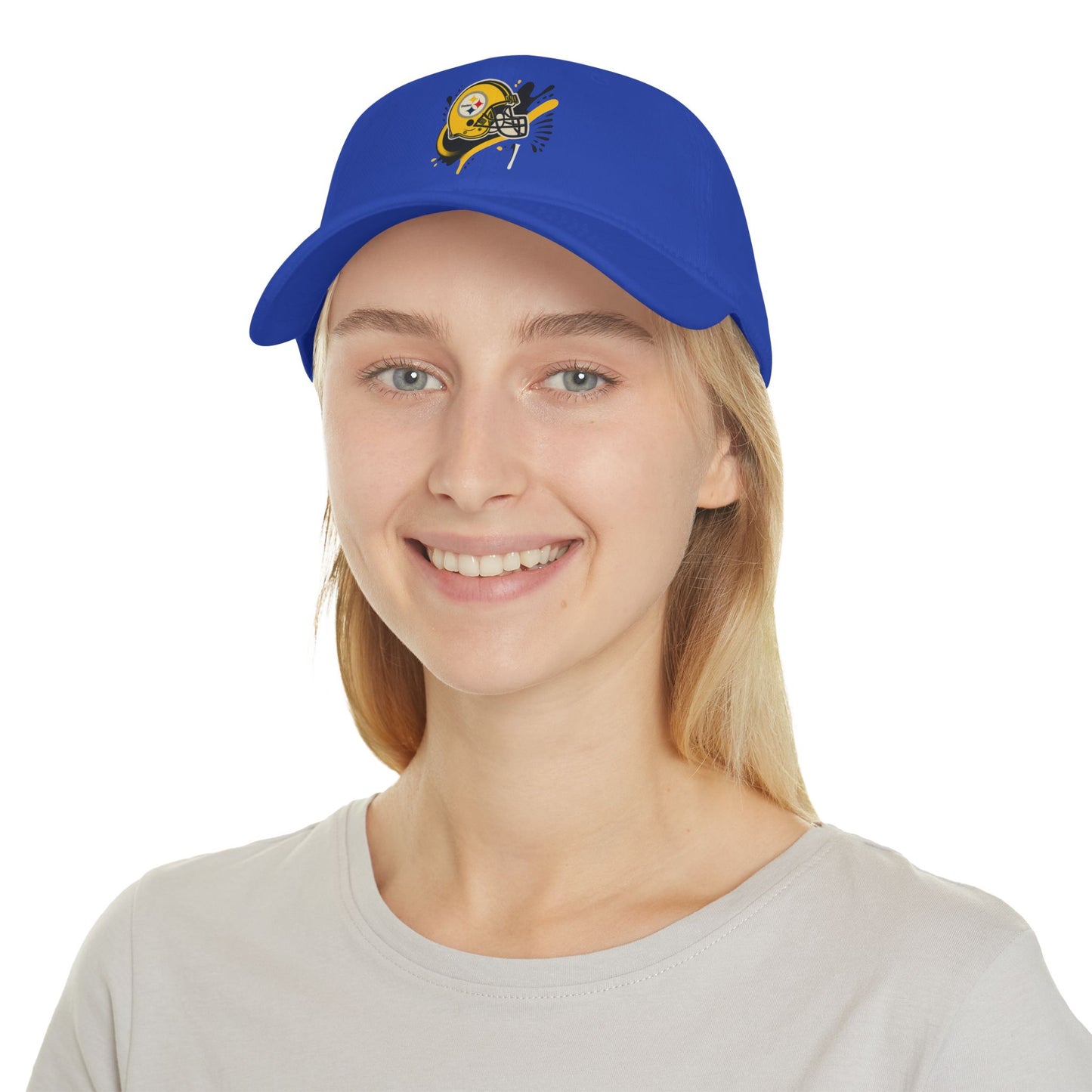 Red Low Profile Baseball Cap with Football Design, Ideal for Sports Fans, Casual Wear, Gifting, Game Day Accessory, Outdoor Events