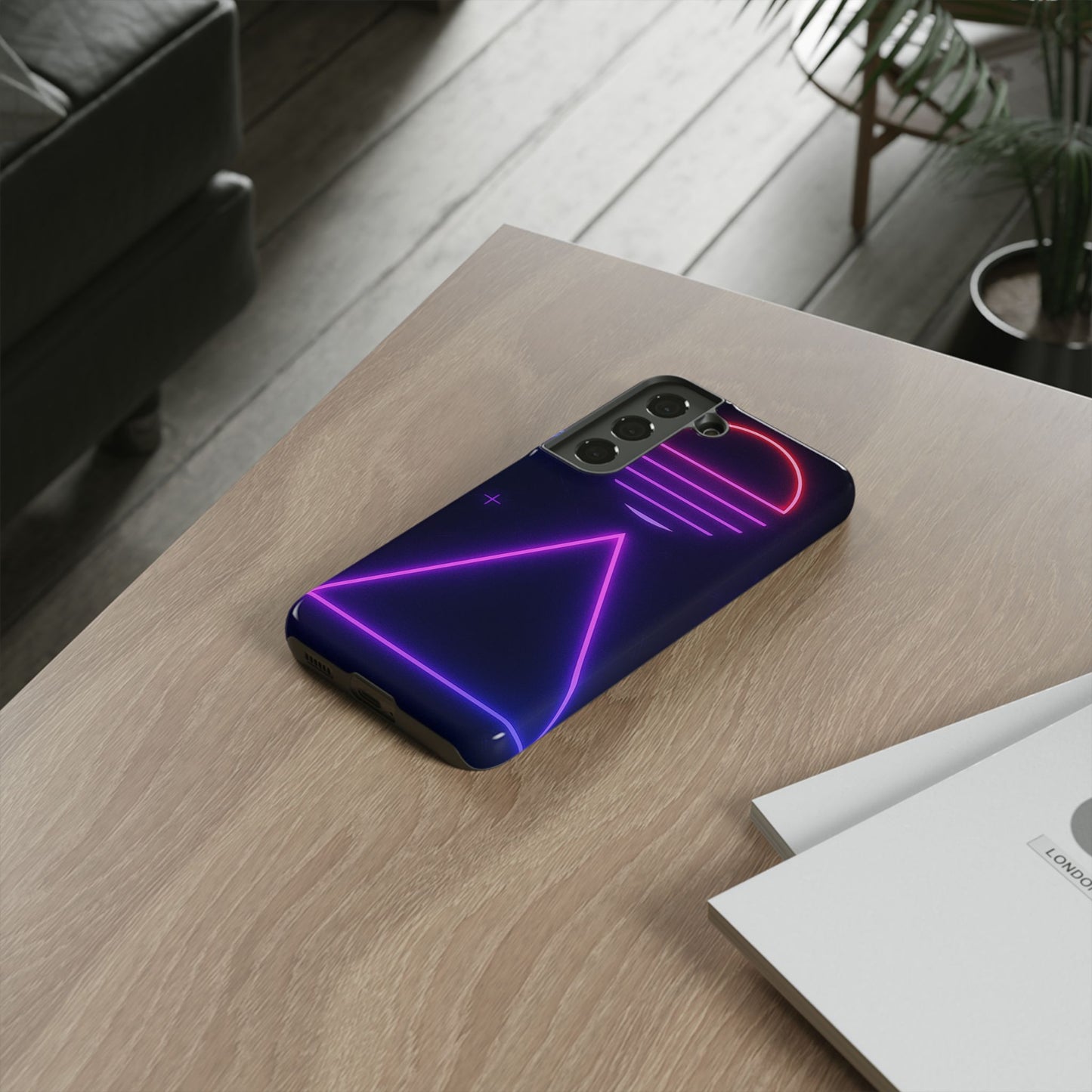 Retro Neon Phone Case, Tough Cases for iPhone, 80s Aesthetic Phone Cover, Abstract Neon Design, Gift for Tech Lovers